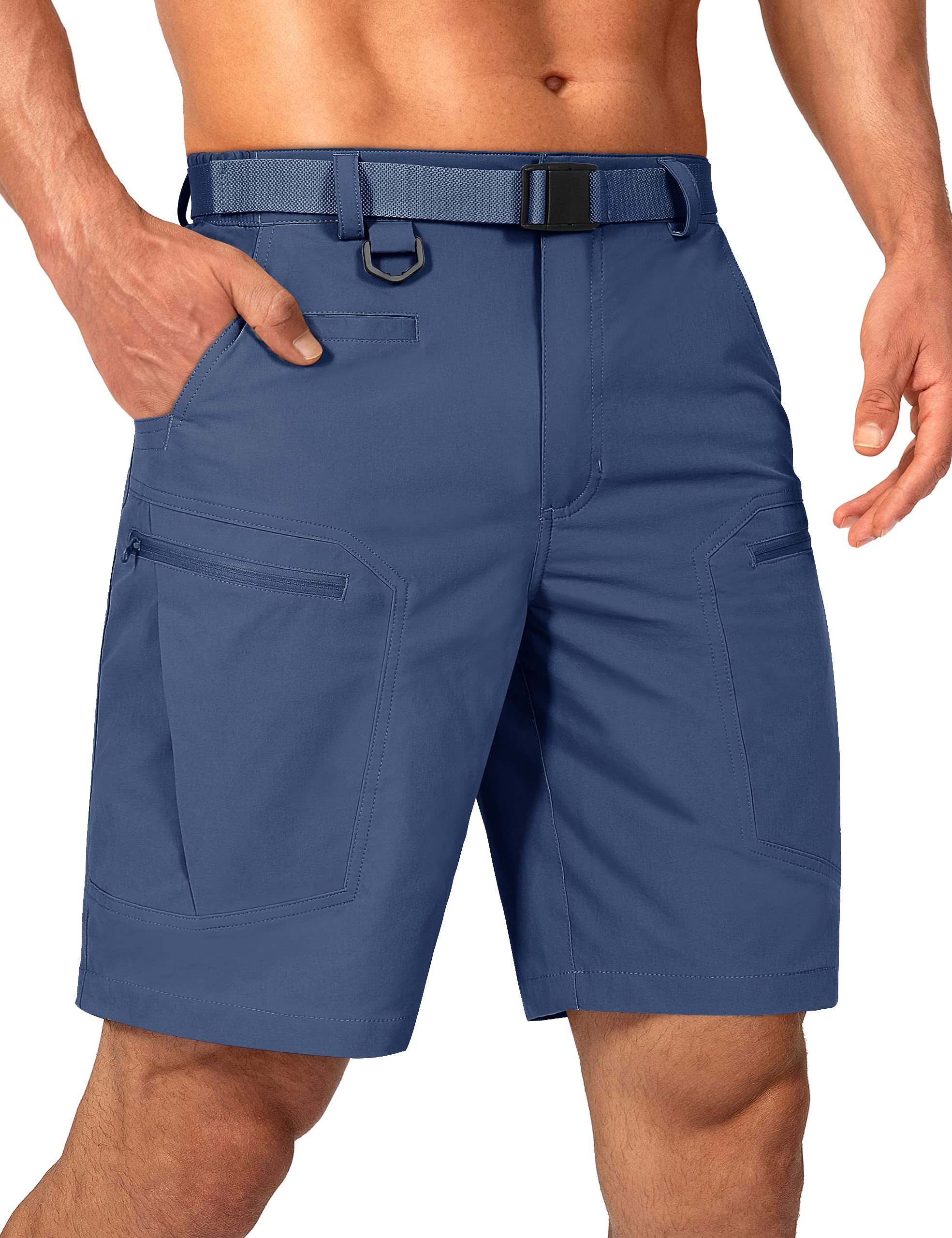 Shallowlulu Mens Cargo Hiking Shorts Water Resistant Quick Dry Lightweight Breathable Tactical Shorts with Nylon Belt