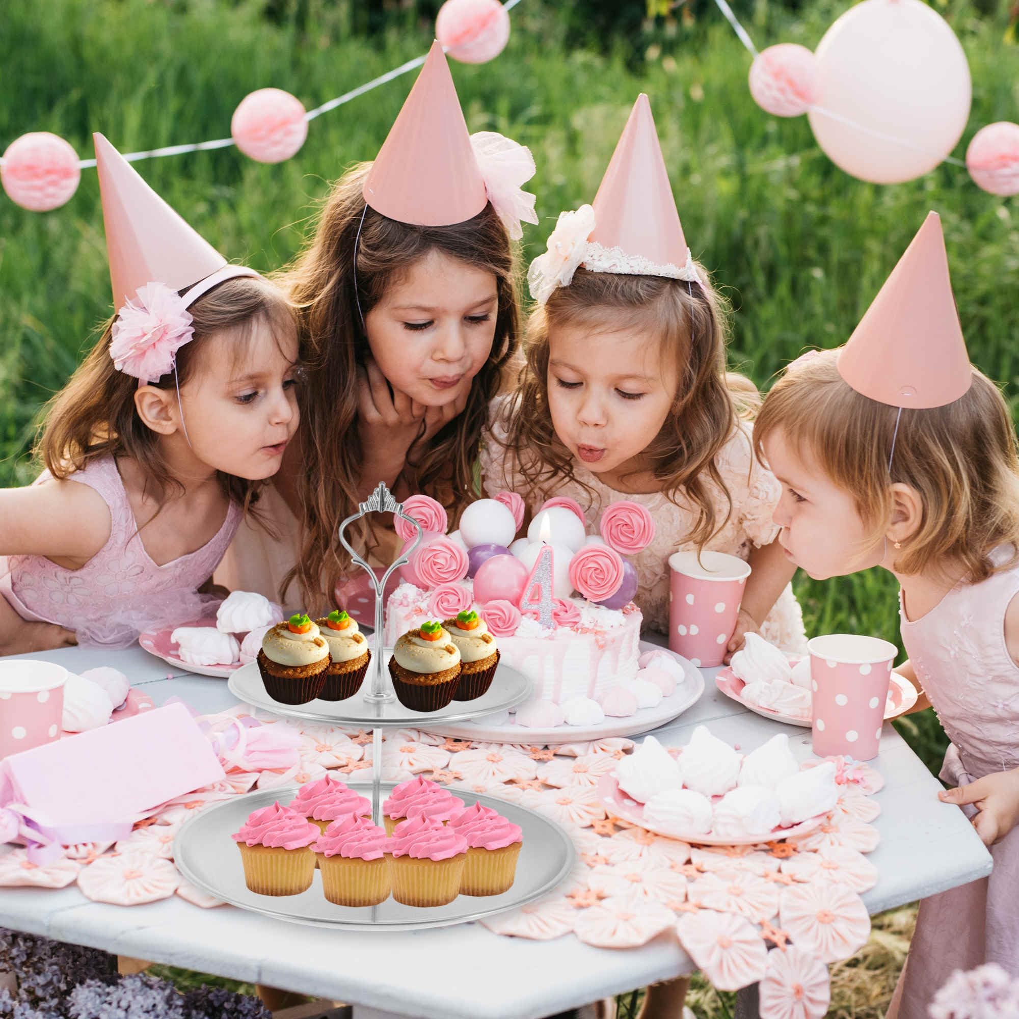 2 Etagen Dessert Cupcake Ständer Cupcake Ständer Halterung Runder Cupcake Halter Turm Mit Etagen Servier Tablett Für Donuts Früchte Silberfarben