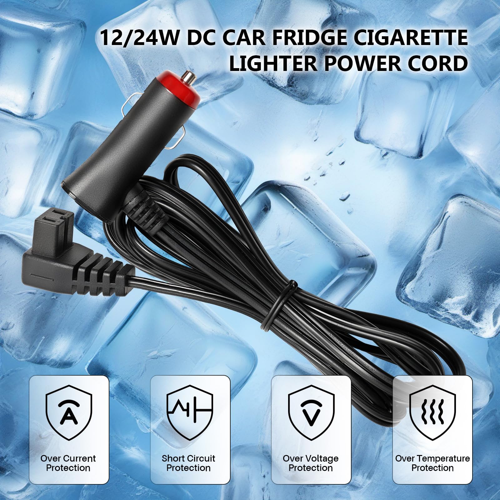 Kabel zasilający do lodówki samochodowej, 12 V/24 V, wtyczka do gniazda zapalniczki, przedłużacz samochodowy do Cool Box Dometic, Alpicool, Waeco CF, ARB, Setpower, ICECO, Mobicool FR40 (RA-1,5
