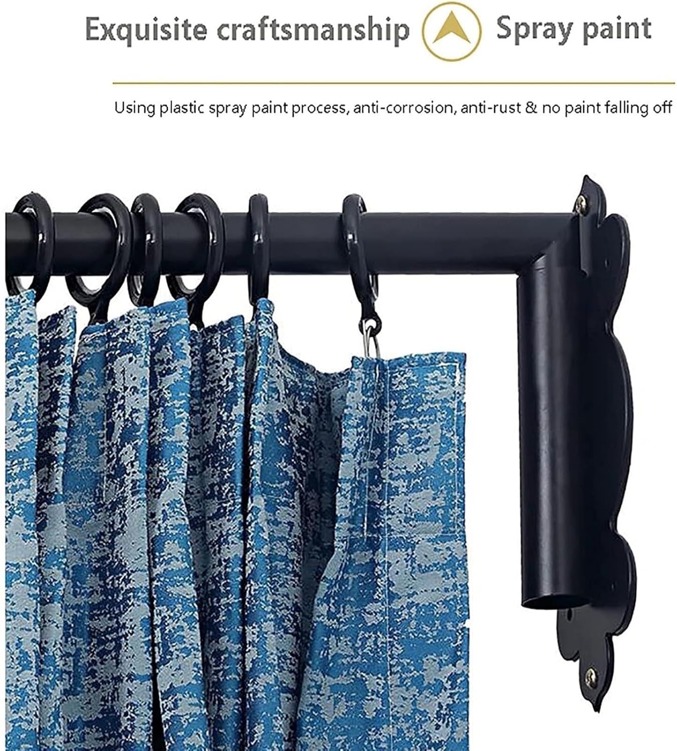 Swing Arm Curtain Rods, 180 Curtain Rods, Heavy Duty Swing Arm Curtain Rods, Black Metal