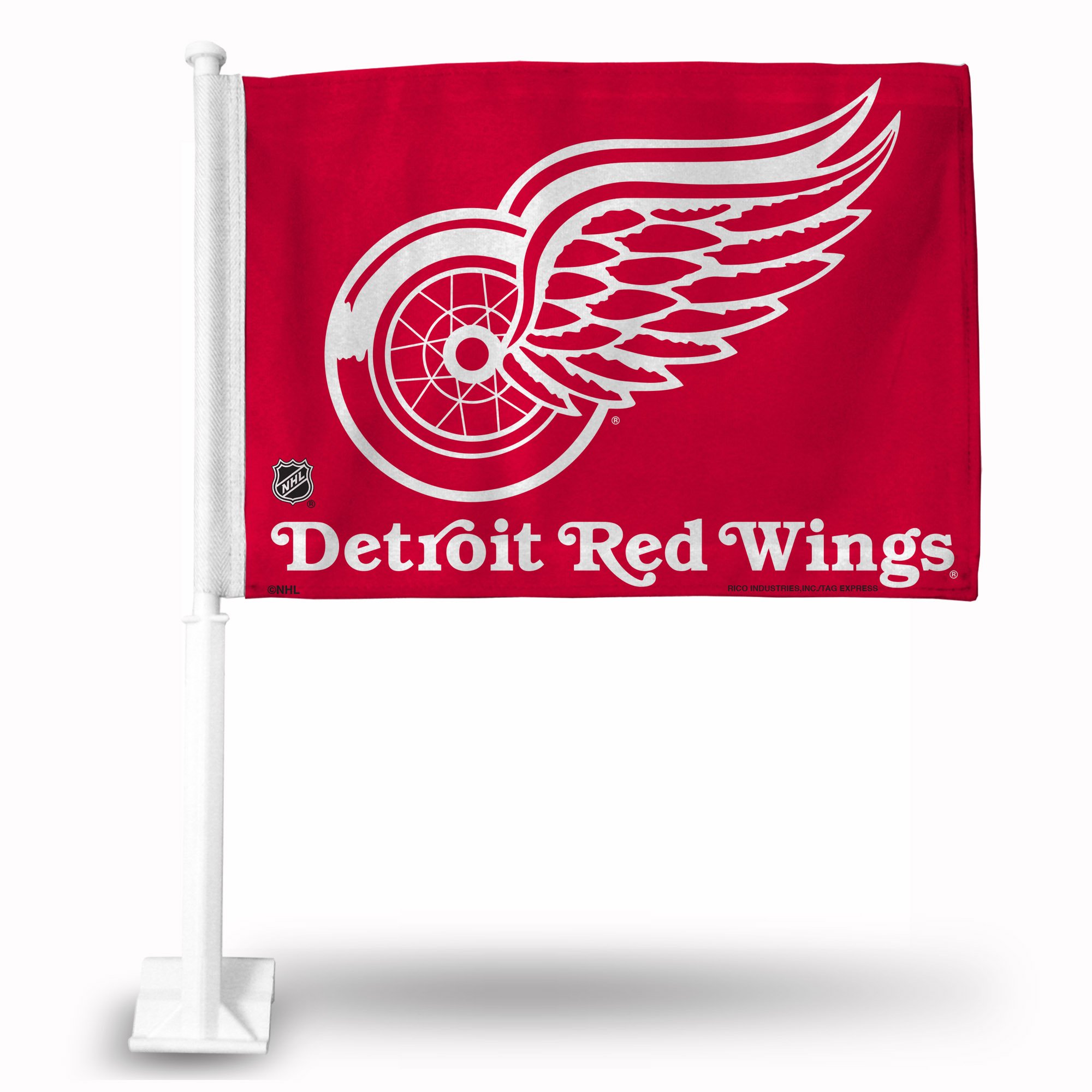 NHL Rico Industries Car Flag with included Pole, Detroit Red Wings - Red