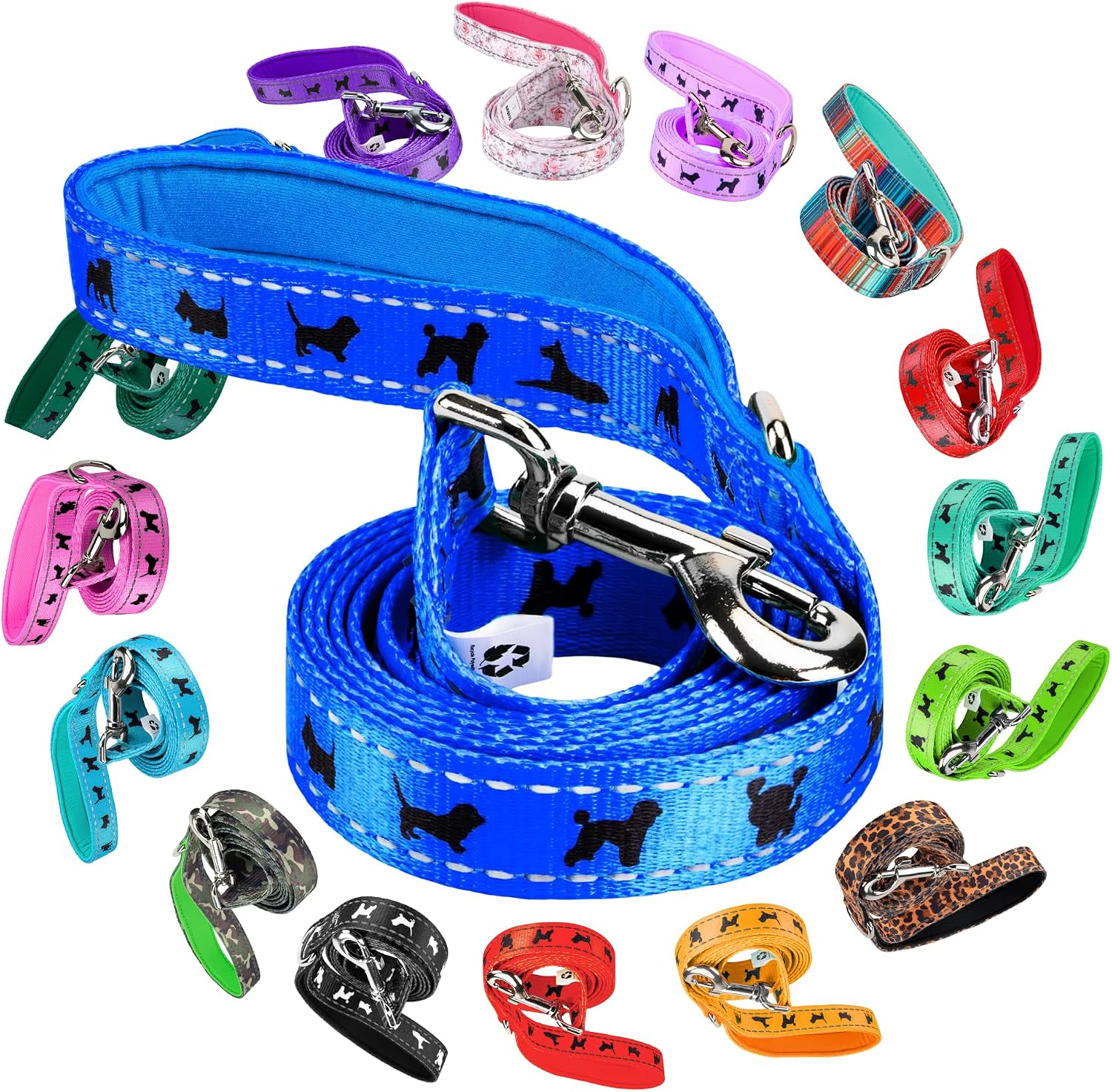 EcoBark Dog Leash with Padded Handle, Royal Blue, Strong & Durable