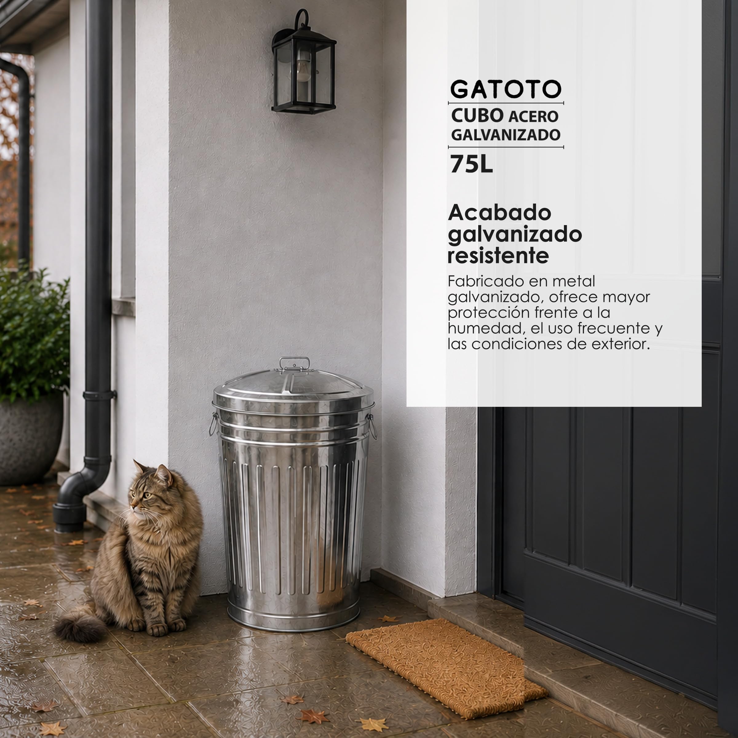 PAMEX - Cubo Basura Galvanizado Con Tapa Gatoto (75l)