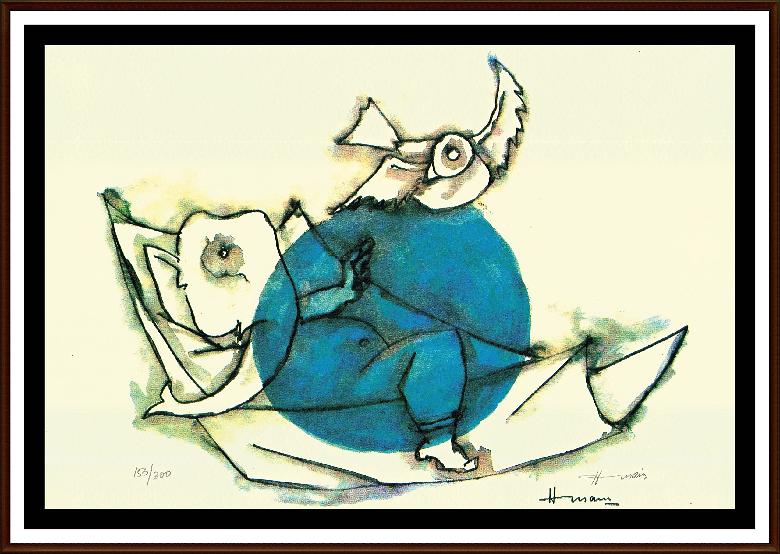 M.F. Husain Serigraph of Ganesh jee Hand signed by M.F. Hussain 156/300 autograph ASHTAVINAYAK