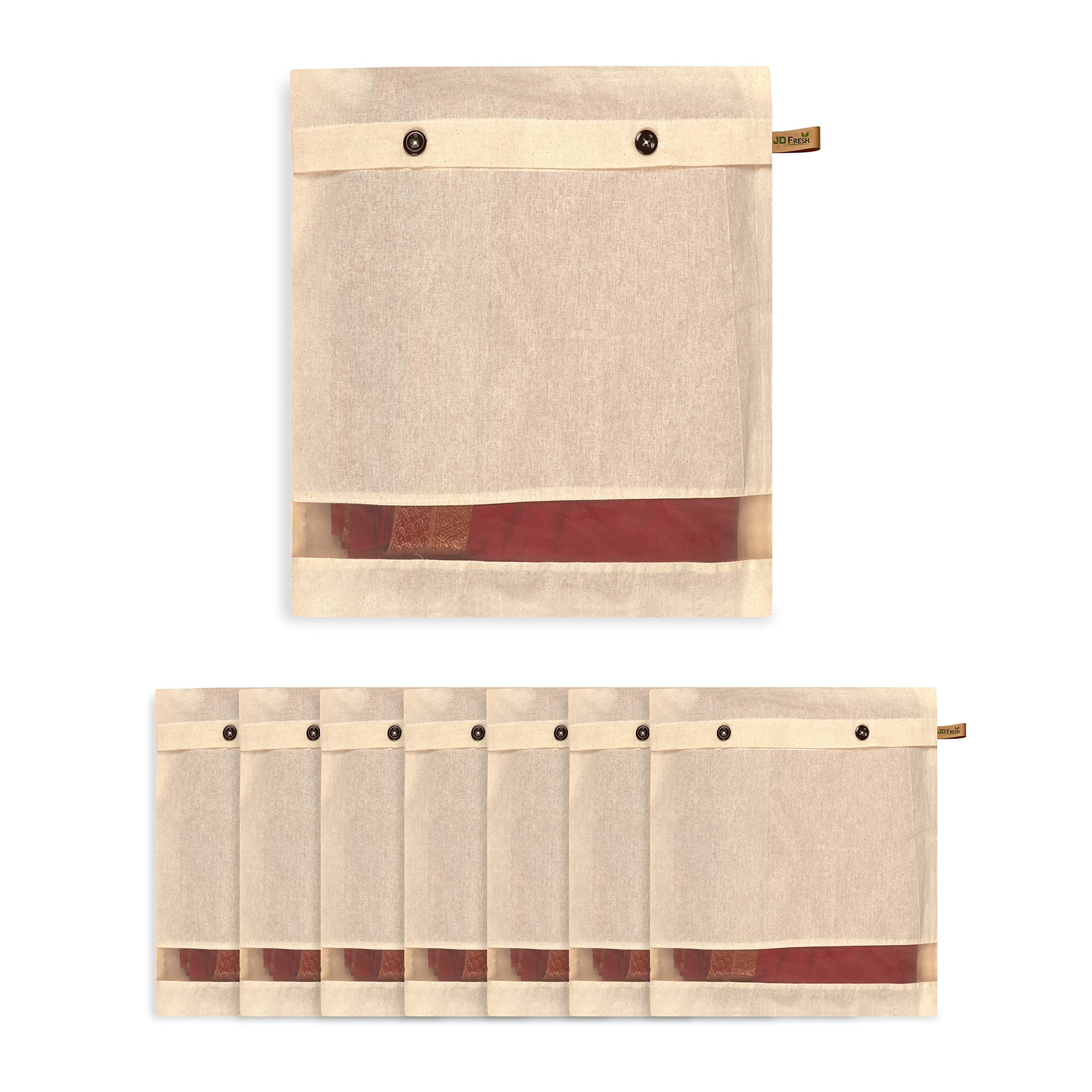 JD FRESH 8 Pcs Saree Covers For Storage/cotton storage bags for clothes/Multi-Purpose Lehenga Storage Bag/Clothes Covers for Dresses/Sarees/Lehengas (14x16 Inch, Brown)