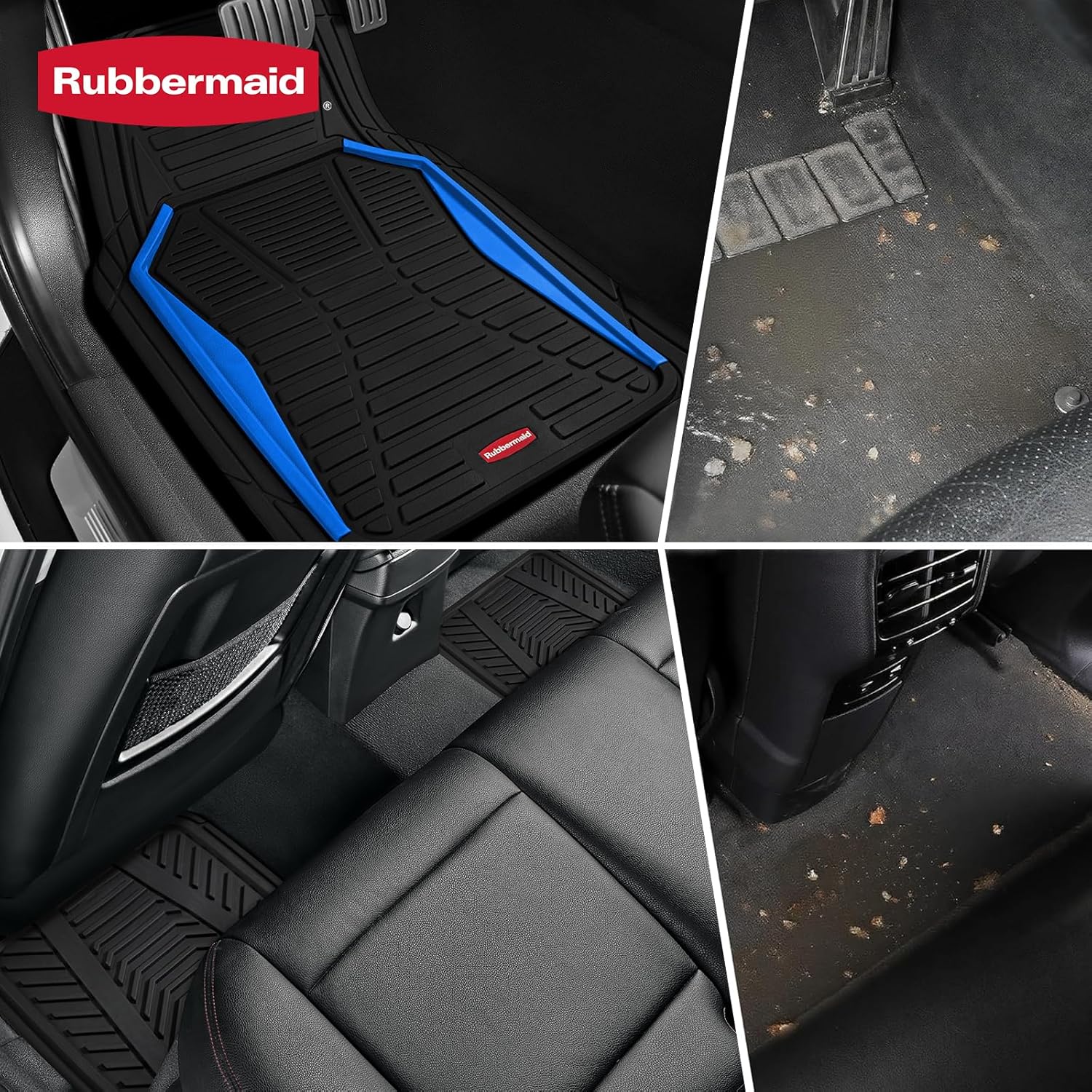 Rubbermaid Car Mat Full Set All-Weather Heavy-Duty 4 Pieces– Trim-to-Fit Universal Car Mats Full Set – Waterproof Rubber Floor Liners for Most Trucks, SUVs, Vans, and Sedans-Blue - Image 7