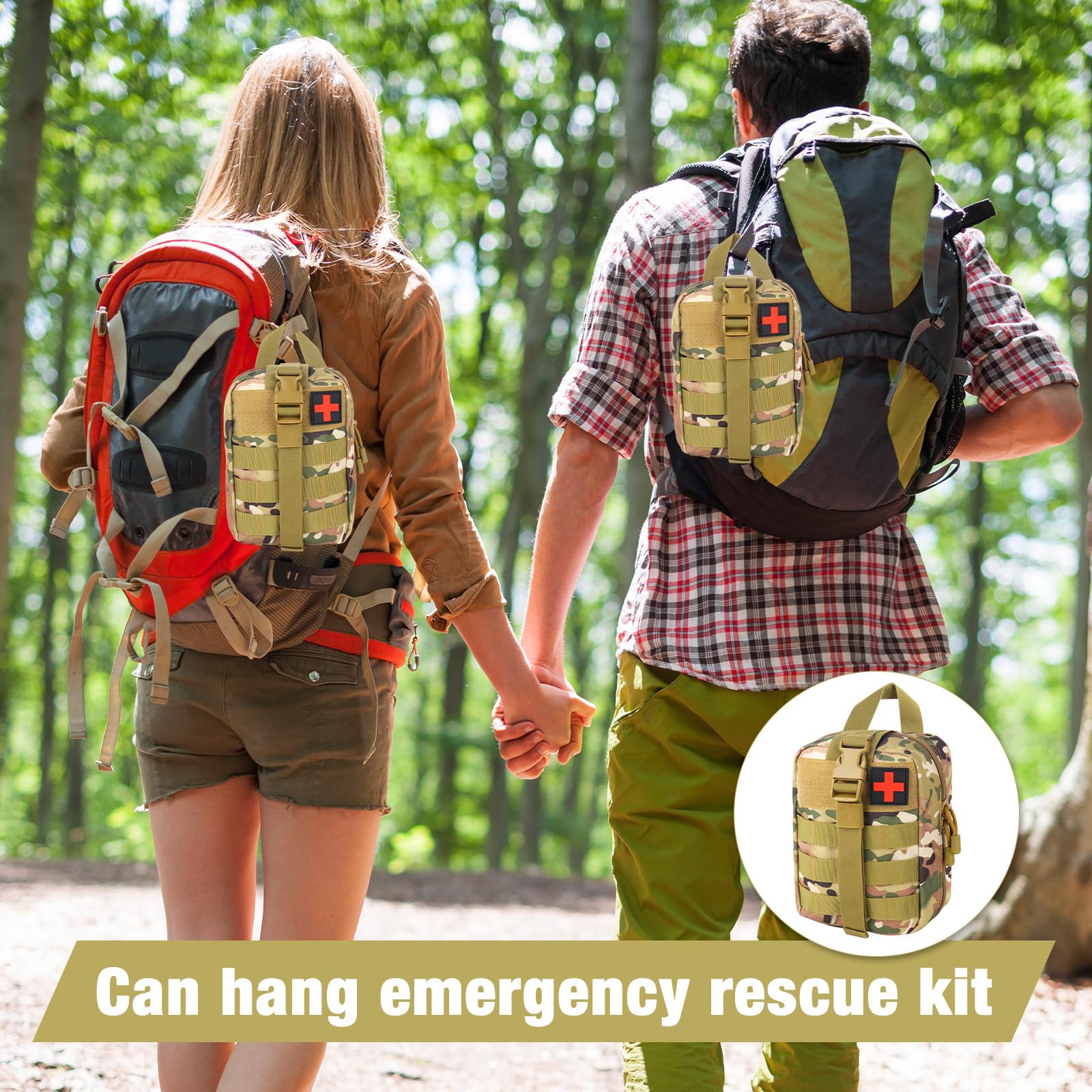Mineup Botiquín De Primeros Auxilios, 54 Piezas Tactico First Aid Kit Militar, Kit de Primeros Auxilios Táctico, Bolsa de Emergencia para el Hogar, Coche, Camping al Aire Libre, (Camuflaje PRO)