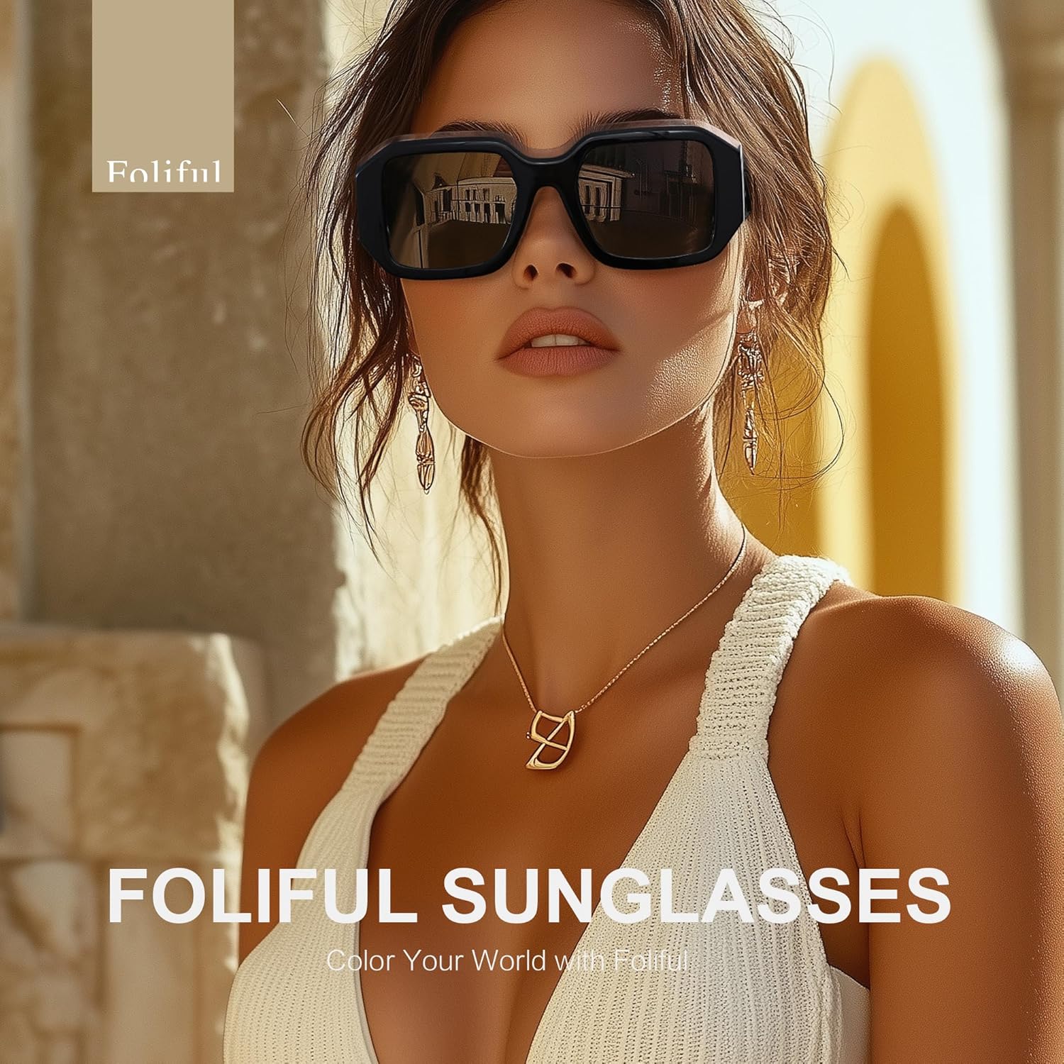 Oversized Polarized Sunglasses Womens Trendy Square Sunglasses for Women Sun Glasses UV400 Protection