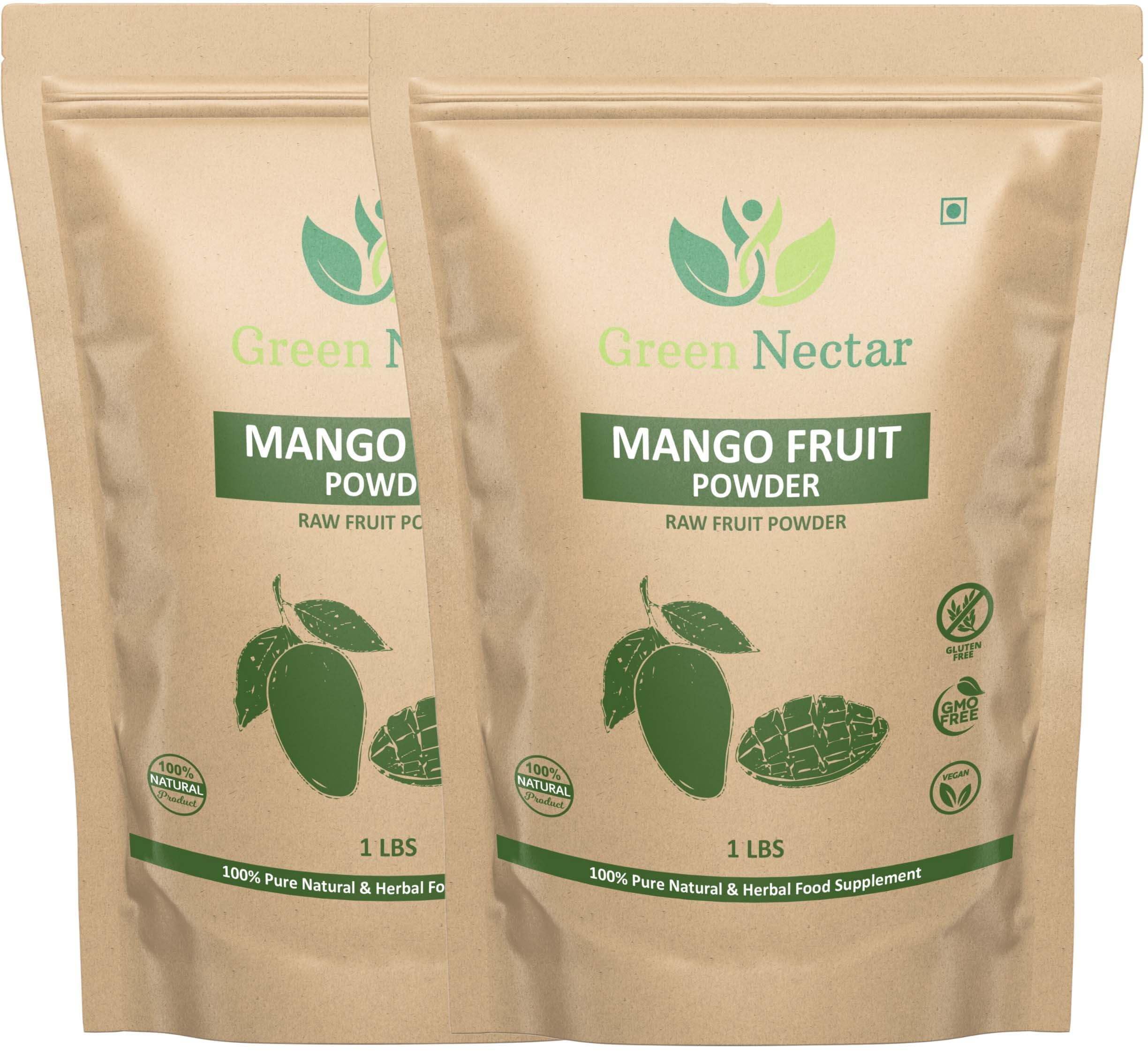 Natural Mango Fruit Powder - 1 lb - Non-GMO, Vegan, Gluten Free, Kosher, Vegan, Paleo, Raw - Green Nectar (16 Oz - 2 Pack)