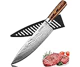 Chef Knife, 8 Inch Professional Kitchen Chef Knife with Sheath, German High Carbon Stainless Steel Ultra Sharp Knife, Chef Knives with Ergonomic Handle and Gift Box