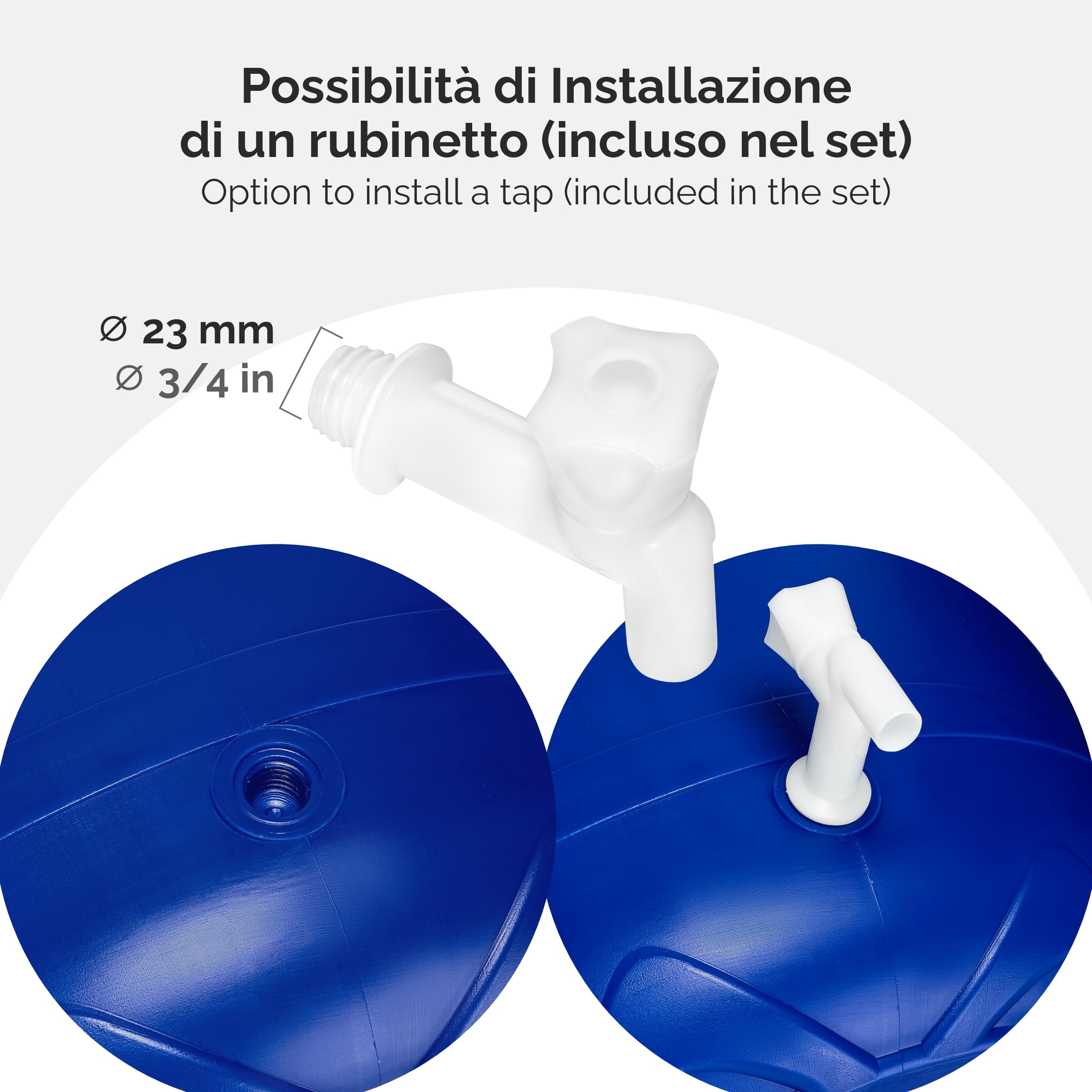 Garronda tanica acqua con rubinetto BPA-free da 200 litri con rubinetto, serbatoio per acqua, ideale come bidone per il giardino GD-0092, Blu