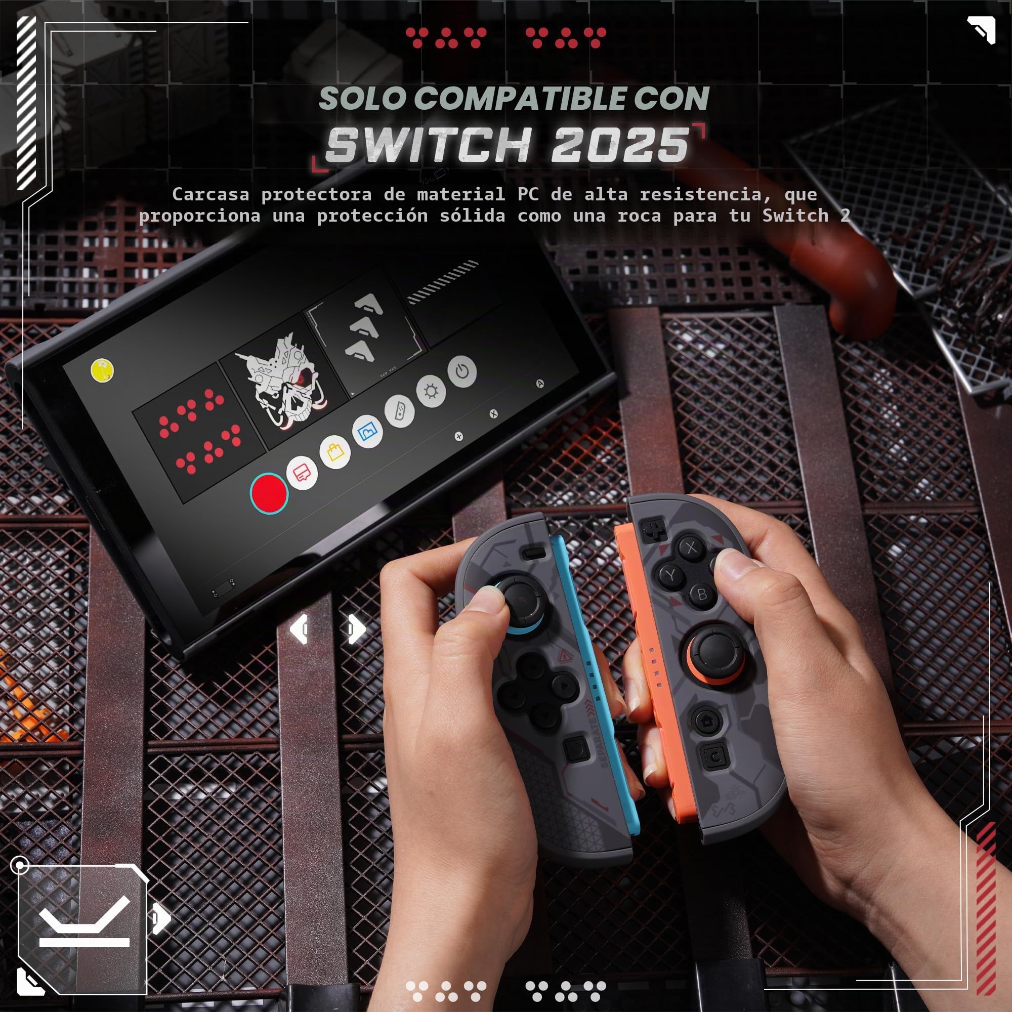 GeekShare Carcasa protectora compatible con Switch 2, funda acoplable compatible con Switch 2, diseño antiarañazos y de absorción de golpes, Cyborg Mech