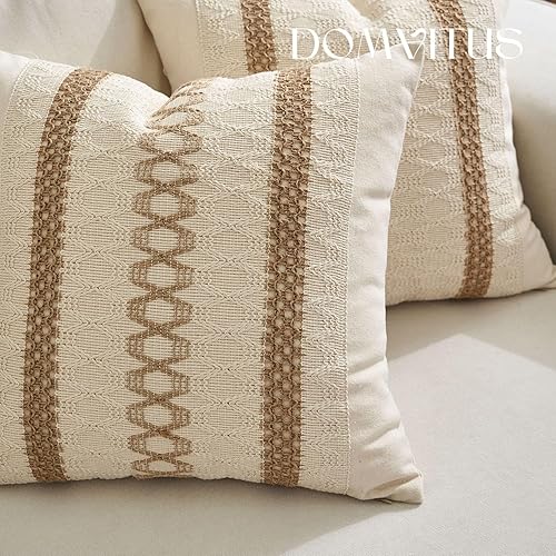 Miniatura 5 de DOMVITUS Funda de almohada de 12 x 20 pulgadas, funda de almohada bohemia para decoración de granja, funda de almohada neutra para sala de estar,