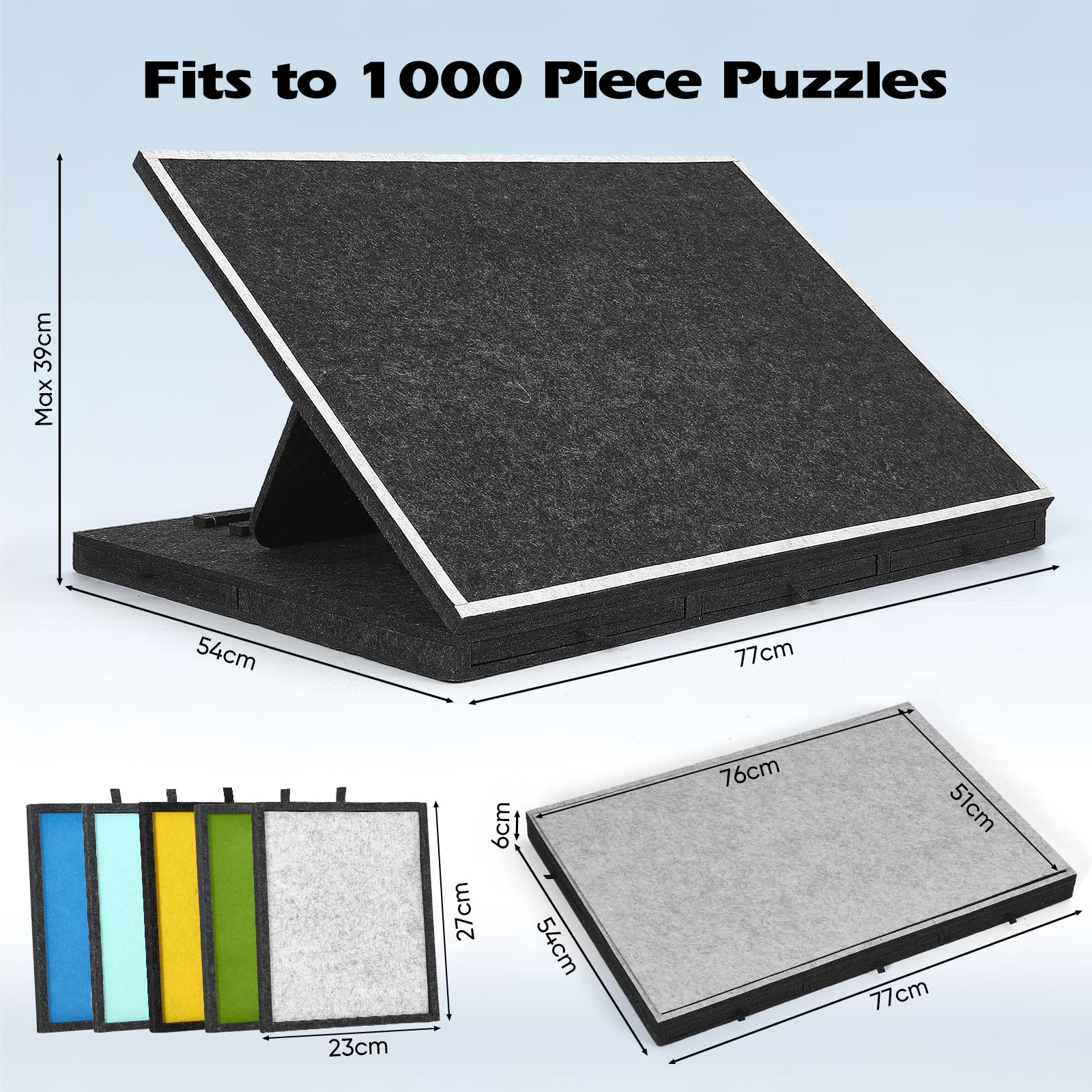 Tablero inclinable para Rompecabezas de 1000 Piezas con 5 cajones de Colores, Cubierta, Mesa Plegable, 3 ángulos Ajustables y Caballete Integrado