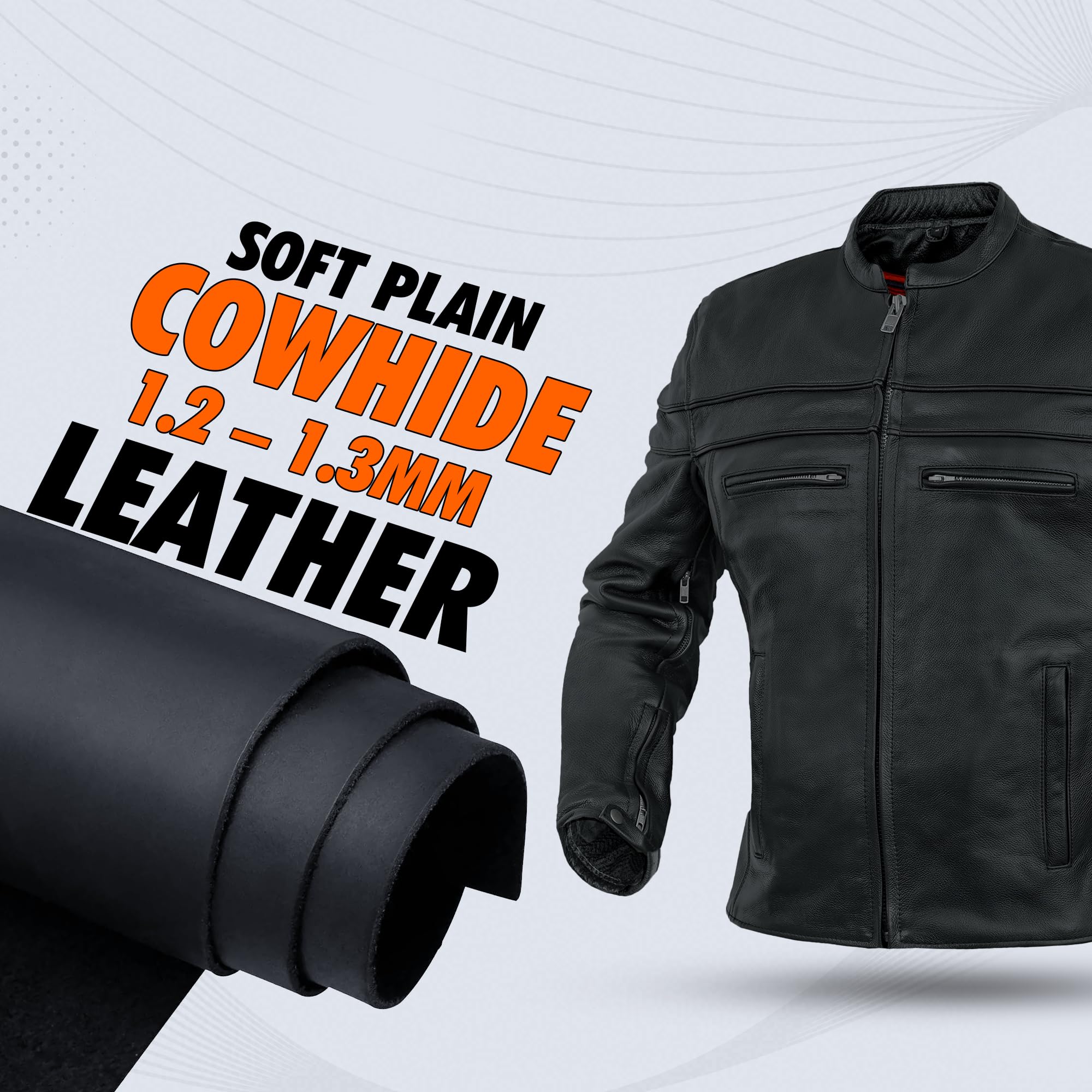 Daniel Smart Men Motorcycle Black Leather Jacket Mandarin Collar Biker Leather Jacket with inside pockets — view 7