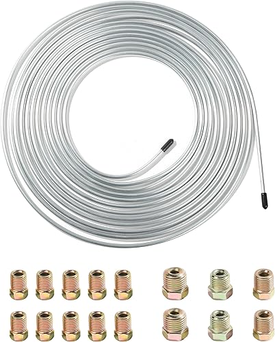 RACOONA Kit de tubería de línea de freno de 25 pies 316, línea de freno de níquel de cobre, accesorios de automóvil, bobina de tubería de freno de