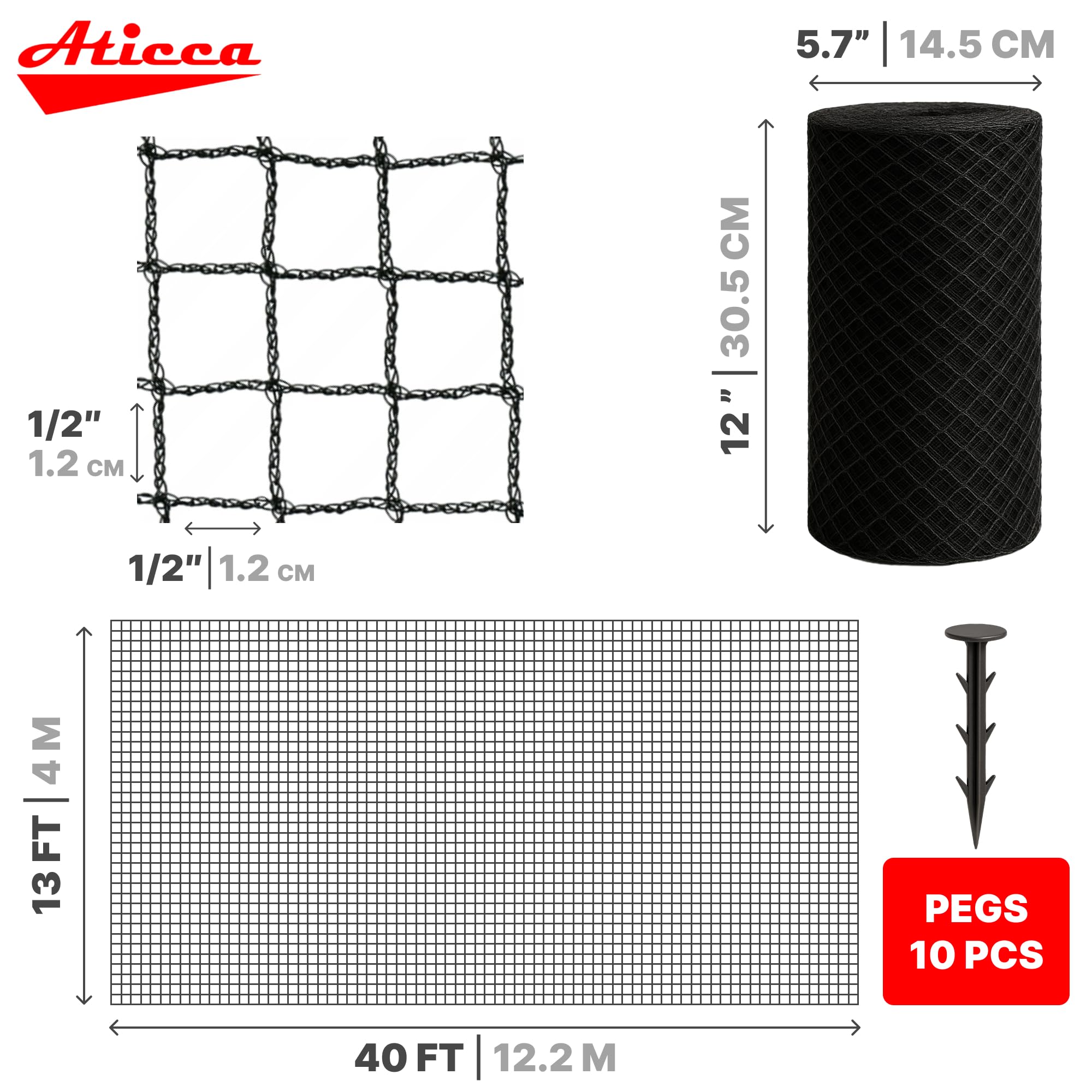 Aticca Red para pájaros de 13 x 40 pies