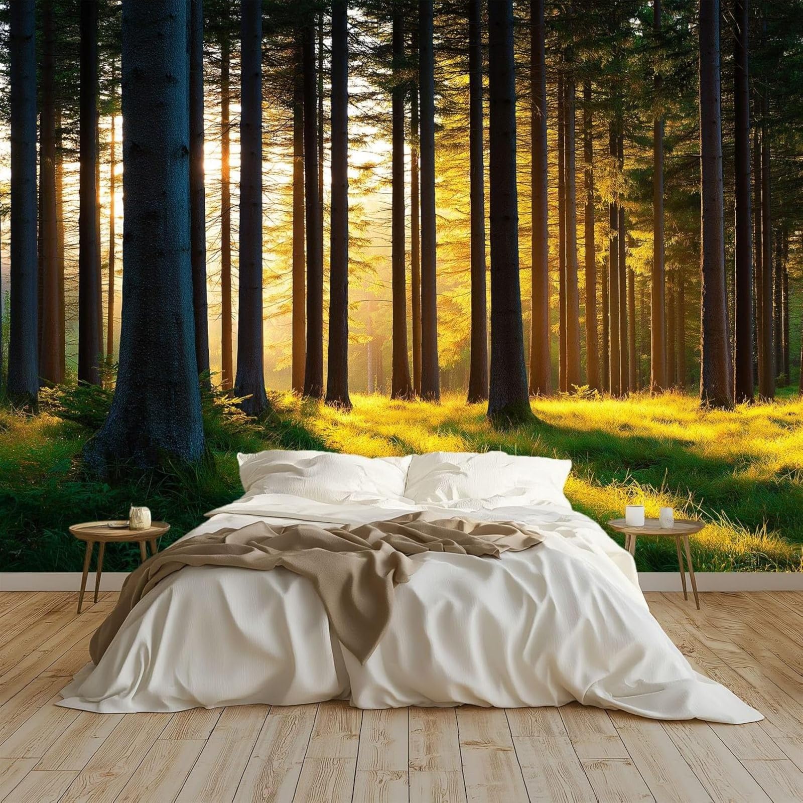 hgjdjhnf Nature Forest Photo Wallpaper, Wall Mural, Wall Decor, Design Patterned Wallpaper, Wall Decoration for Living Room, Bedroom, Office, Hallway, Green, 200cm x 140cm