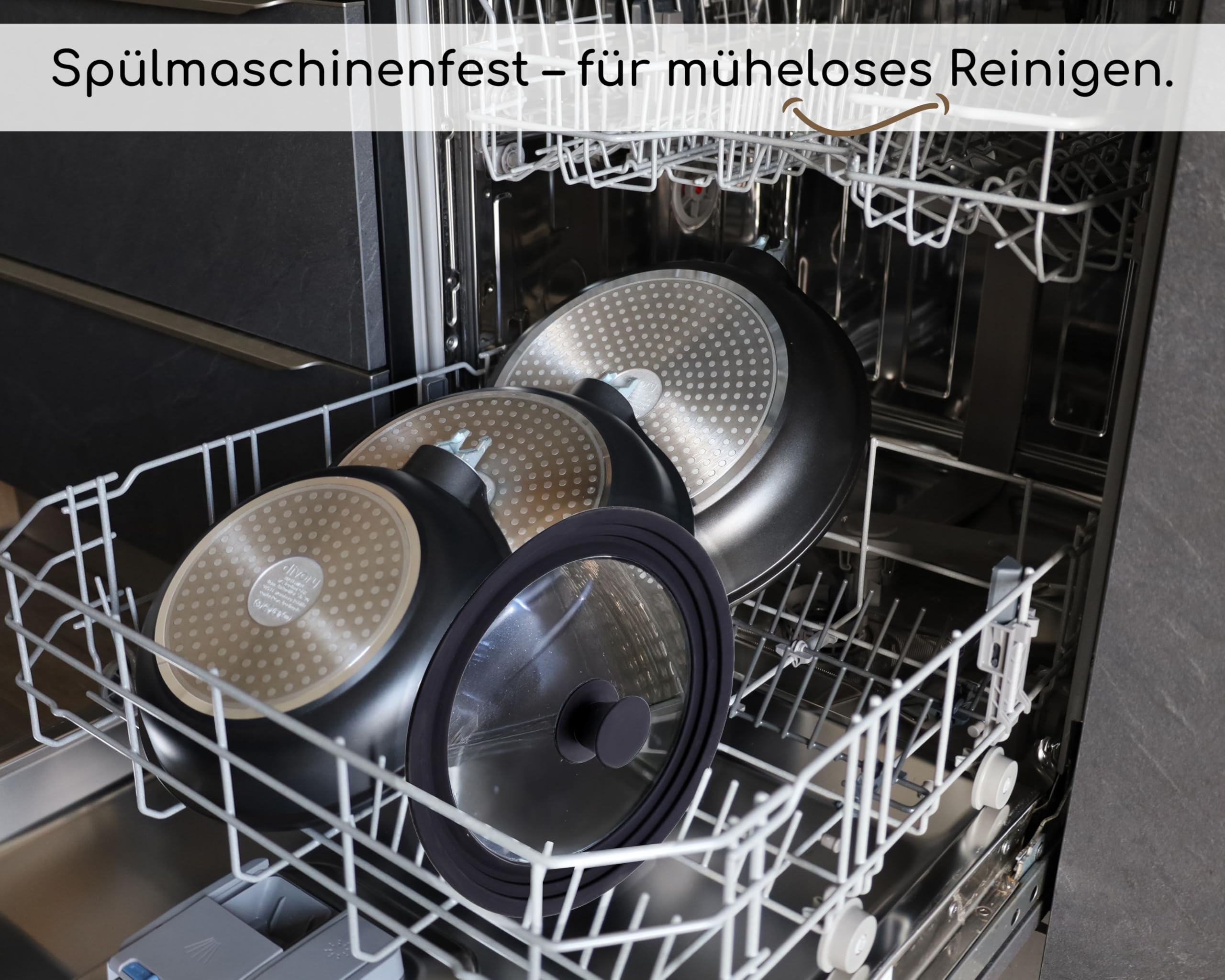 DIVORY Universaldeckel Ø 24, 26 und 28 Deckel Glasdeckel mit abgestuften Silikonrand, Deckel für Pfannen und Töpfe… – Ansicht 7
