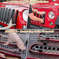 Vista 5 de 7 piezas de insertos de malla para parrilla frontal para Jeep Wrangler JK JKU Unlimited 2007 2008 2009 2010 2011 2012 2013 2014 2015 2016 2017 2018