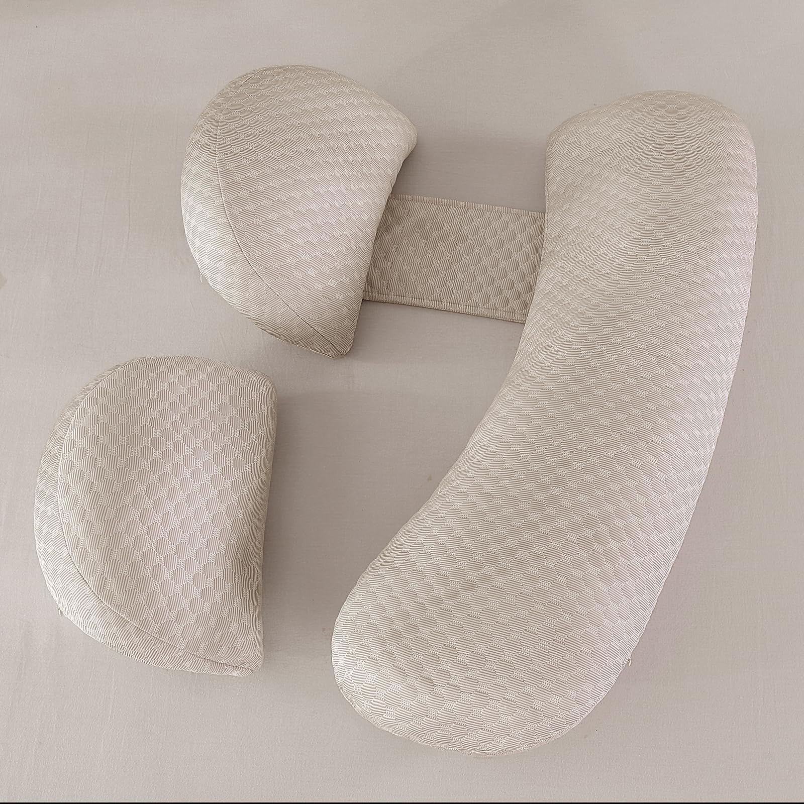 Shanna Women's Cooling Khaki Pregnancy Pillow For Sleeping, Extended Full Body Pillow Pregnancy Pillows, Maternity Pillow Support For Back, Hips, Legs For Pregnant With Washable Cover (Cooling Khaki)
