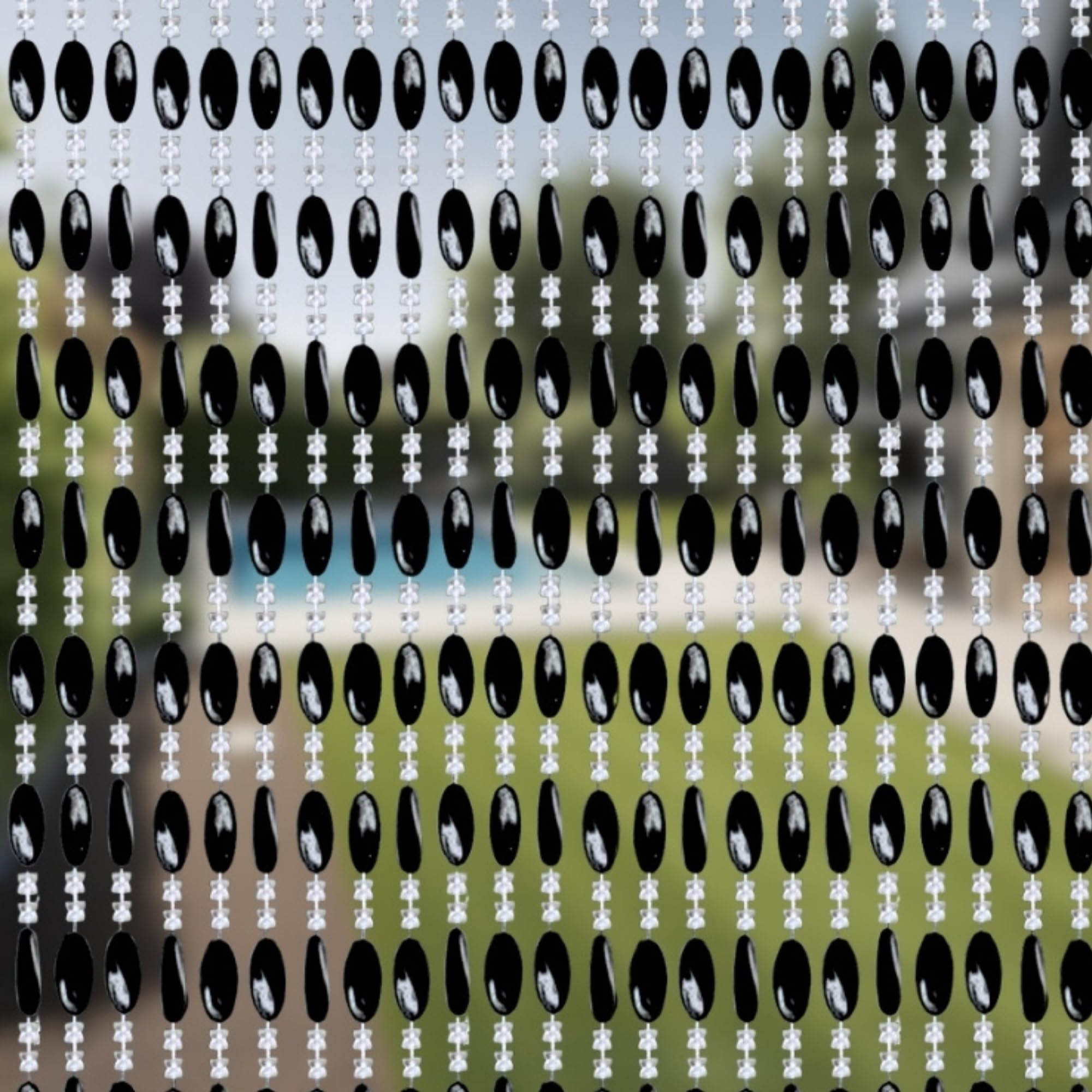 Trente Rideau à Perles Duo - Moustiquaire pour fenêtre - Différentes Tailles et Couleurs - pour Porte de Balcon - avec Perles Anti-Insectes - Noir - 100 x 225 cm