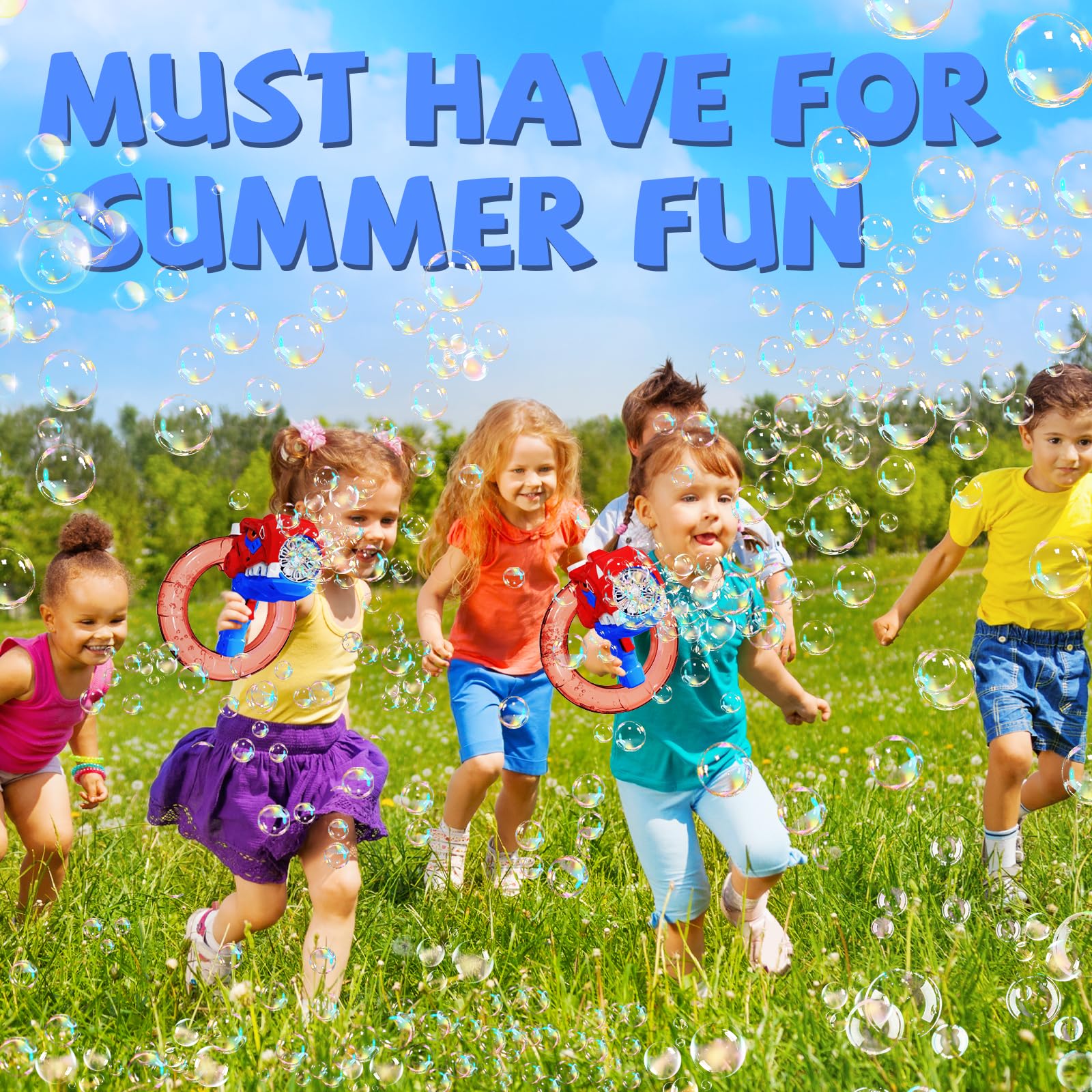 Bubble Gun, Bubble Machine Gun for Kids 4-8, Automatic Dino Bubbles Gun with Refill Solution for Toddlers 3-5, Rechargeable Bubble Maker Blower Outdoor Summer Toys for Kids Ages 4-8 (Red)