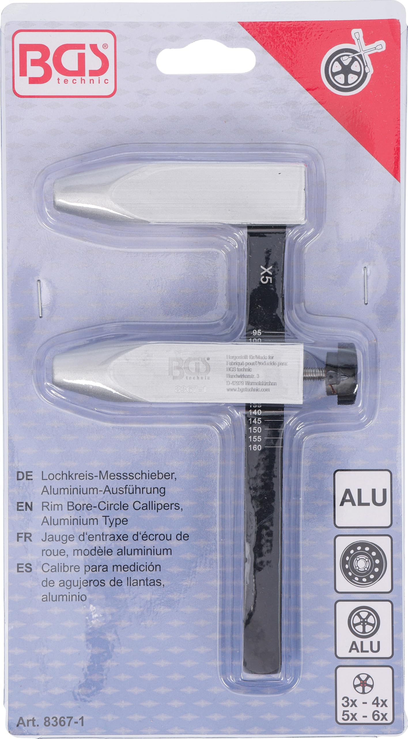 BGS 8367-1 | Calibro per il foro del cerchio, versione in alluminio