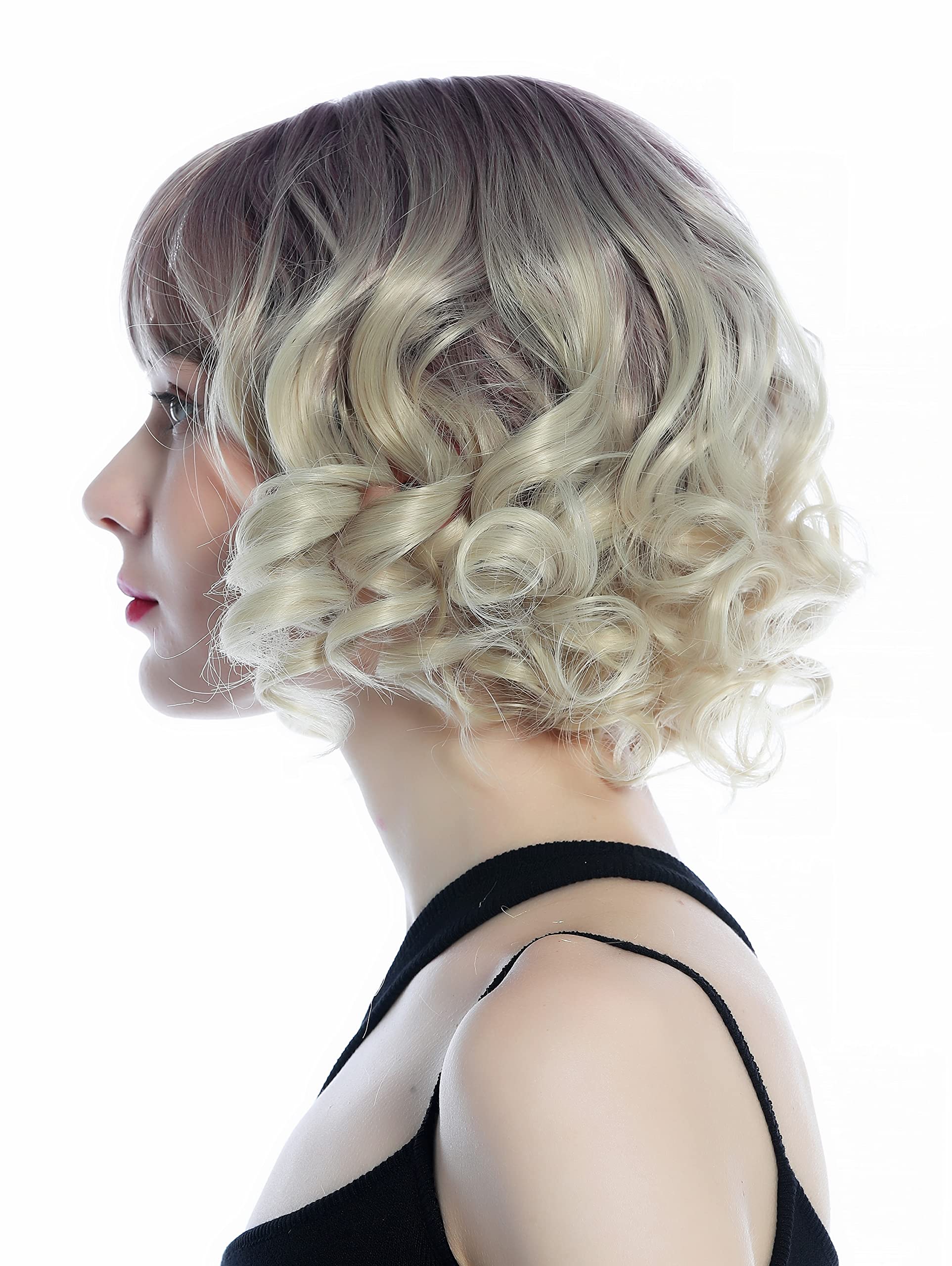 WIG ME UP, SZL0832-T-003 Ladies' Wig short bangs ringlets corkscrew curls ombre dark violet light blind - Image 4