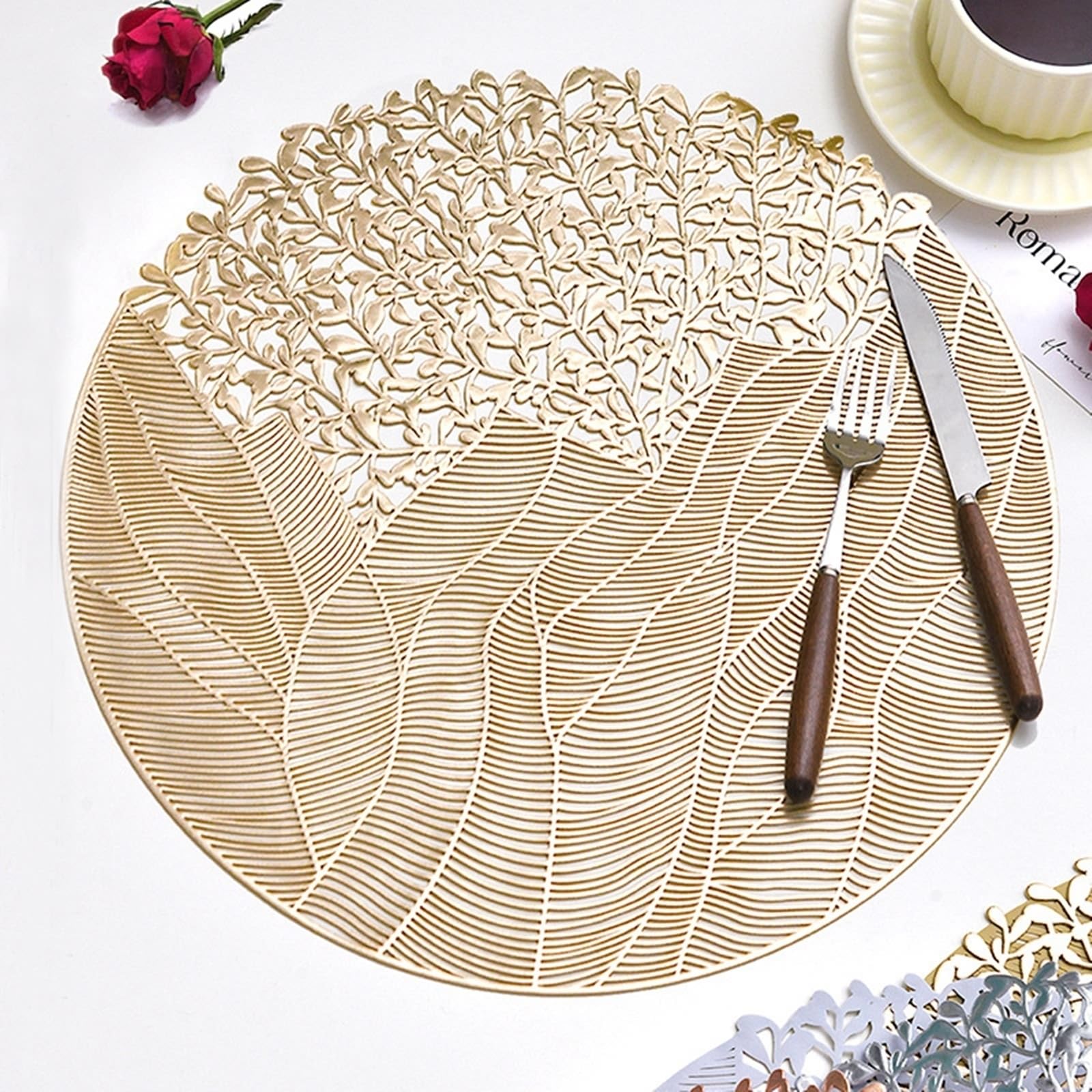 Sets de table dorés ronds 38 cm décoration de table de cuisine moderne