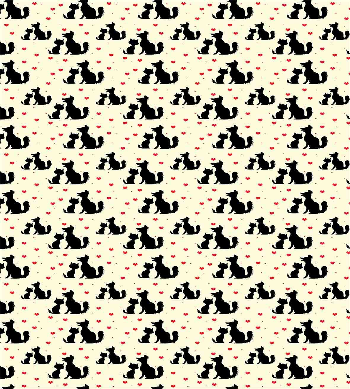 Ambesonne Red and Black Duvet Cover Set, Black Dog and Cat Silhouettes with Red Hearts Domestic Animals Pet Love, Decorative 2 Piece Bedding Set with 1 Pillow Sham, Twin Size, Beige Black