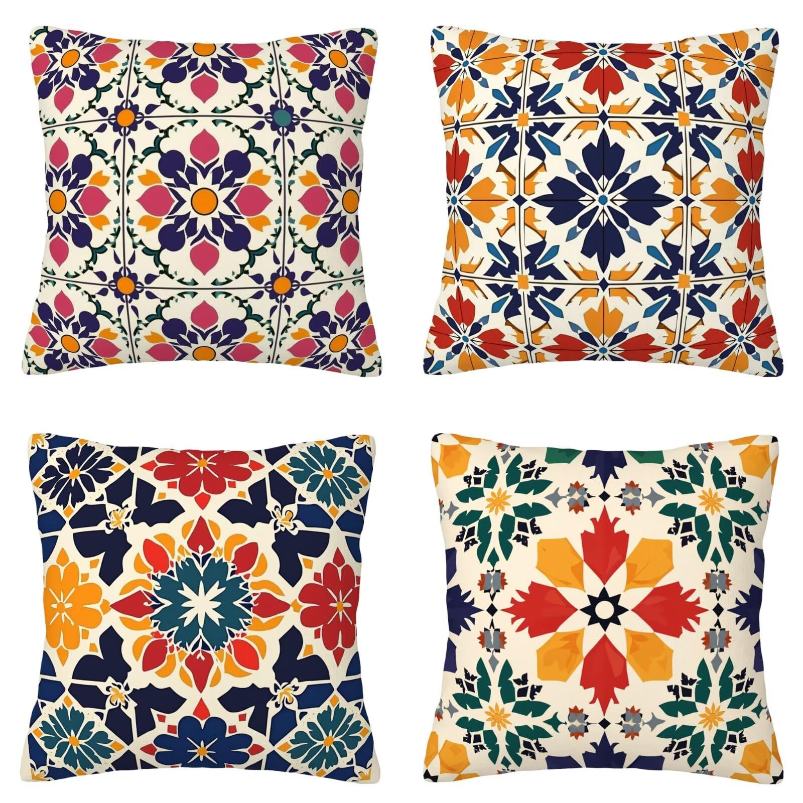 Housse coussin 35x35cm impermeable boheme pour decoration jardin exterieur