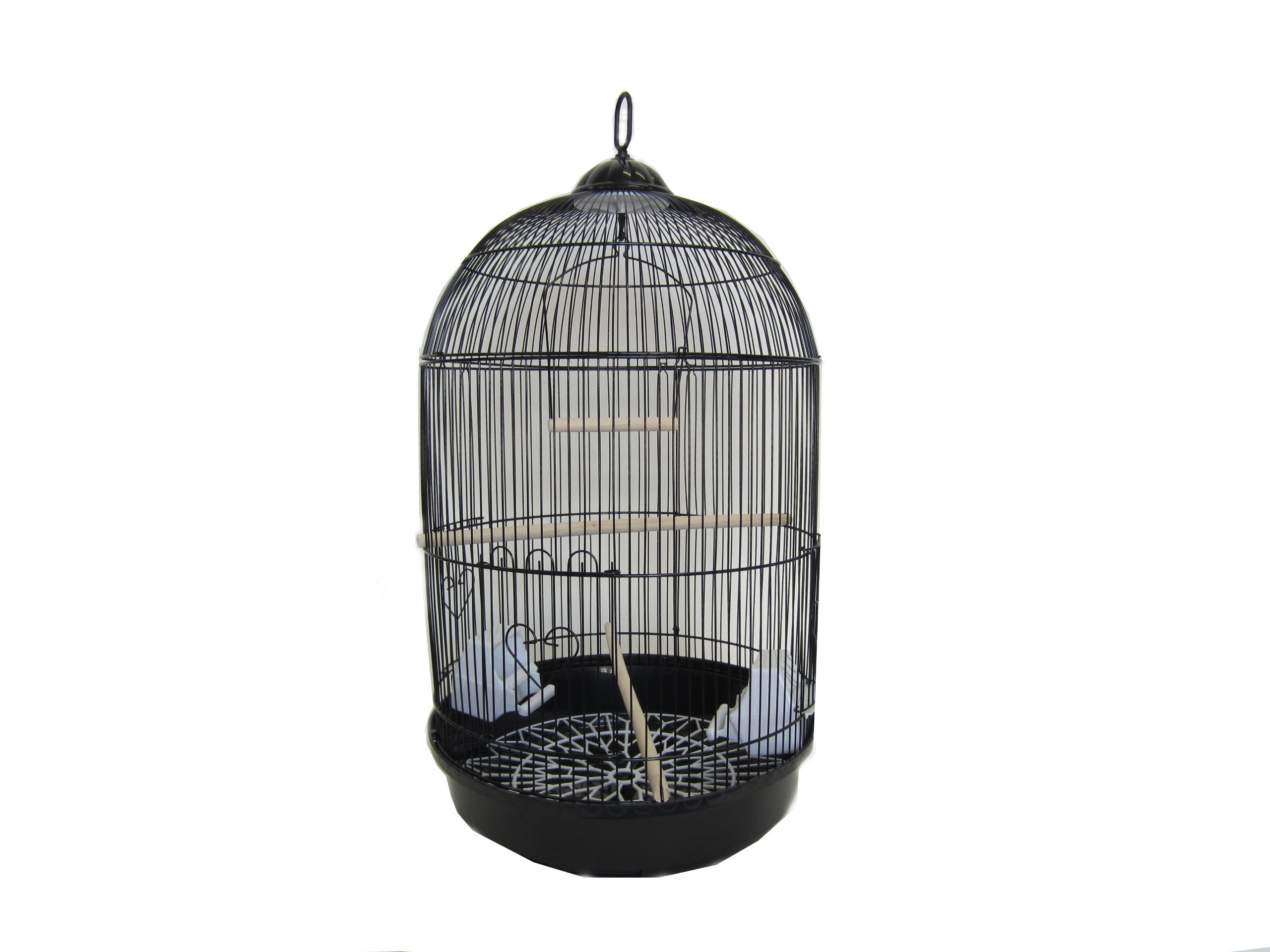 A1564 Bar Spacing Round Bird Cage, Black, Small