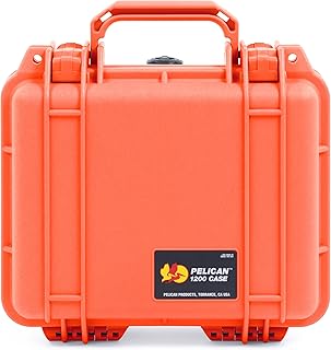 Pelican Protector 1200 Case by ColorCase - Orange - Small Size Waterproof Case with Pick & Pluck Foam & Convoluted Lid Foam - Orange Latches