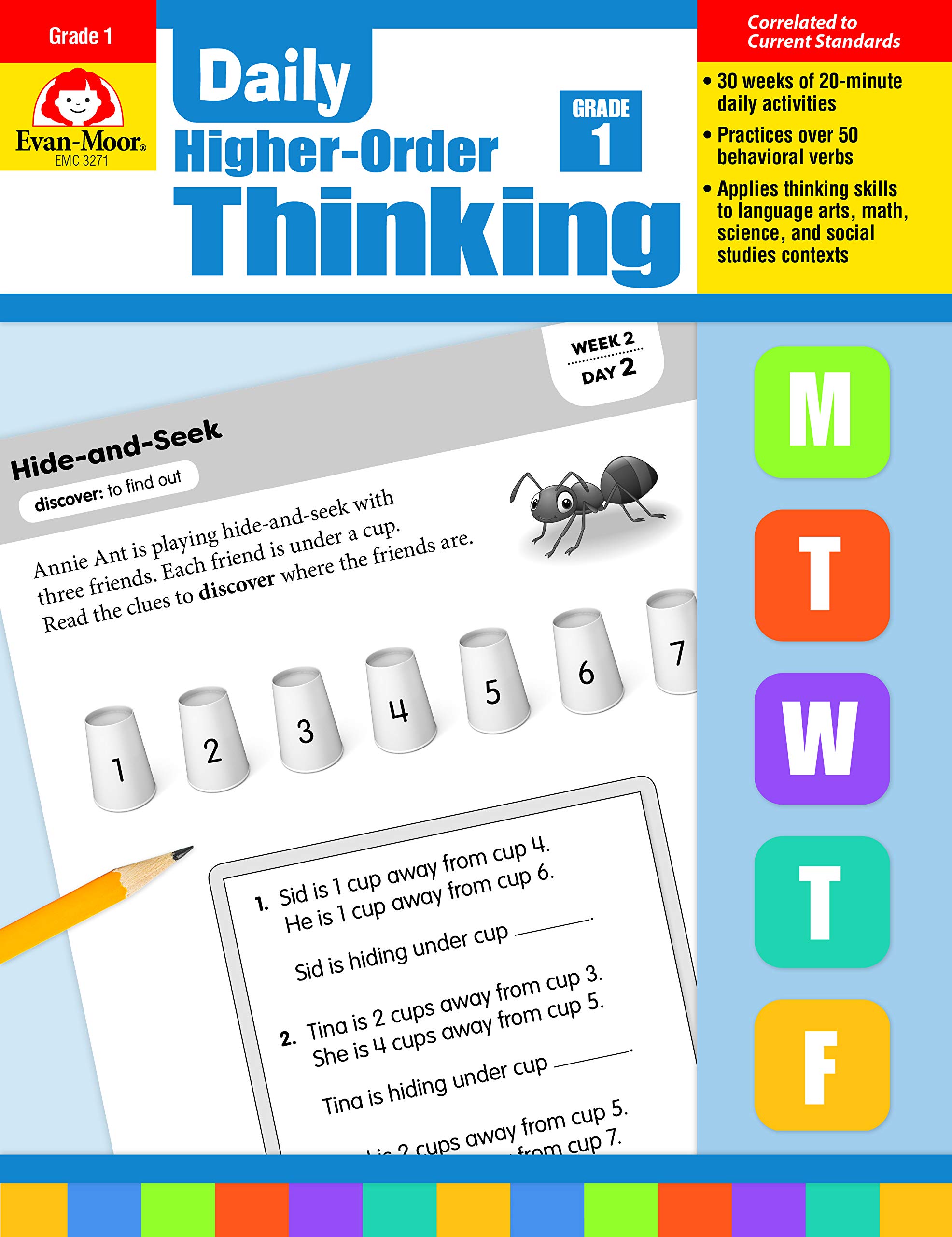 Evan-Moor Daily Higher-Order Thinking, Grade 1, Homeschooling and Classroom Resource Workbook, Brainteasers, Critical Thinking, Problem Solving, Logic Puzzles, Language Play, Drawing