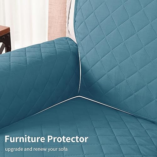 Miniatura 8 de CHUN YI Funda para sofá biplaza, resistente al agua, para sofá de 2 cojines, reversible, lavable, con correa ajustable, bolsillo de almacenamiento