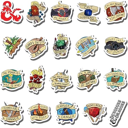 20 PCS Stickers Pack Dungeon Aesthetic and Vinyl Dragons Colorful Waterproof for Water Bottle Laptop Bumper Car Bike Luggage Guitar Skateboard