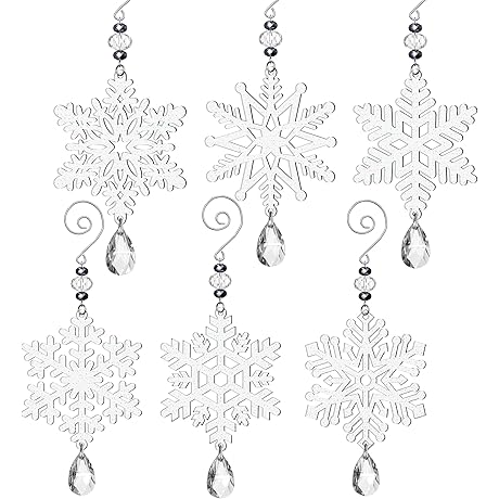 Hangable Clear Snowflake Ornaments, 6-Piece