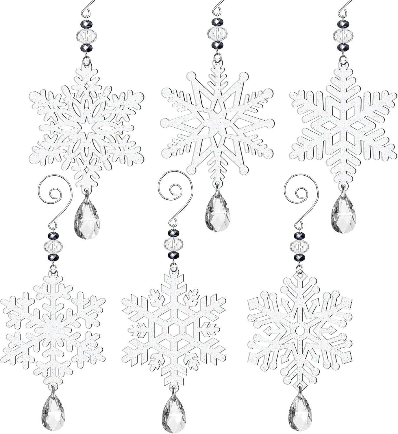 6pieces Christmas Snowflakes Ornaments 6 Inches Clear Acrylic Winter Snowflake