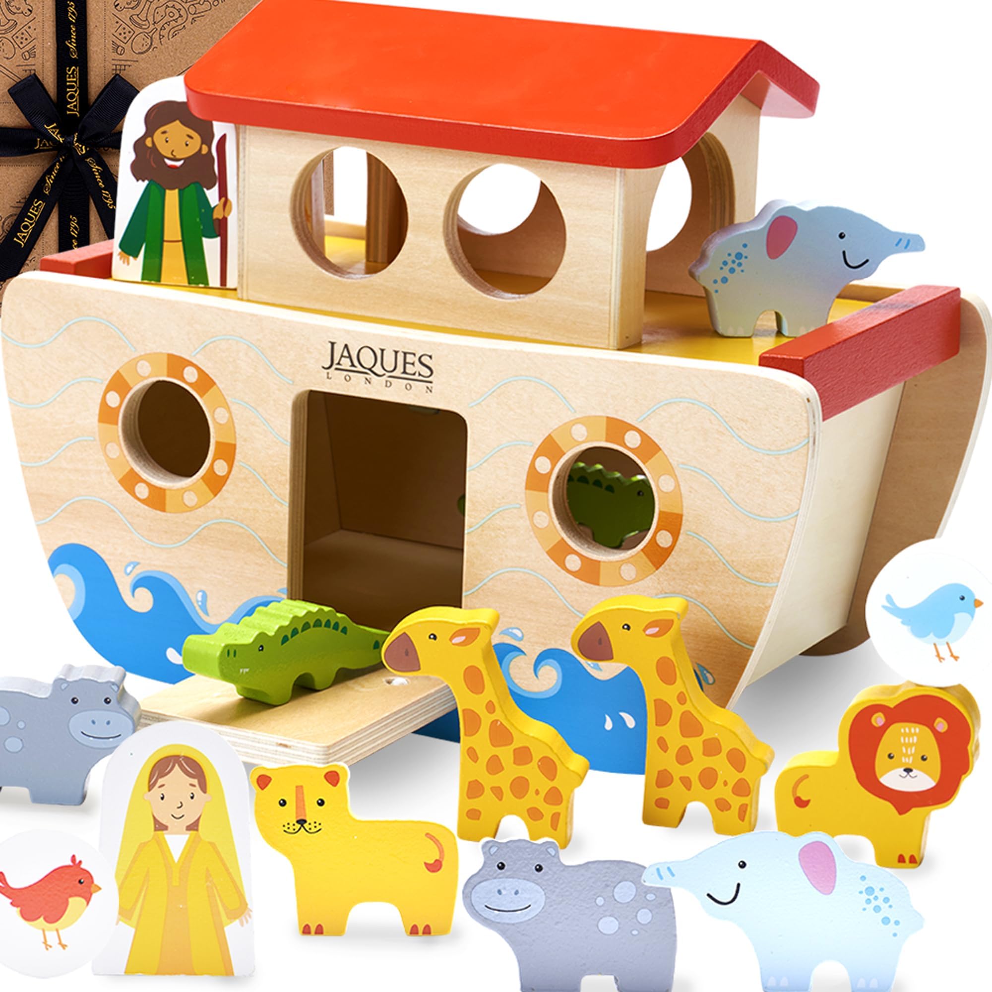 Wooden Noahs Ark Shape Sorter | Baby Toy Christening Gifts for Boys and Girls | Wooden Toys for 1 Year Olds + |1st Birthday Gifts | Since 1795