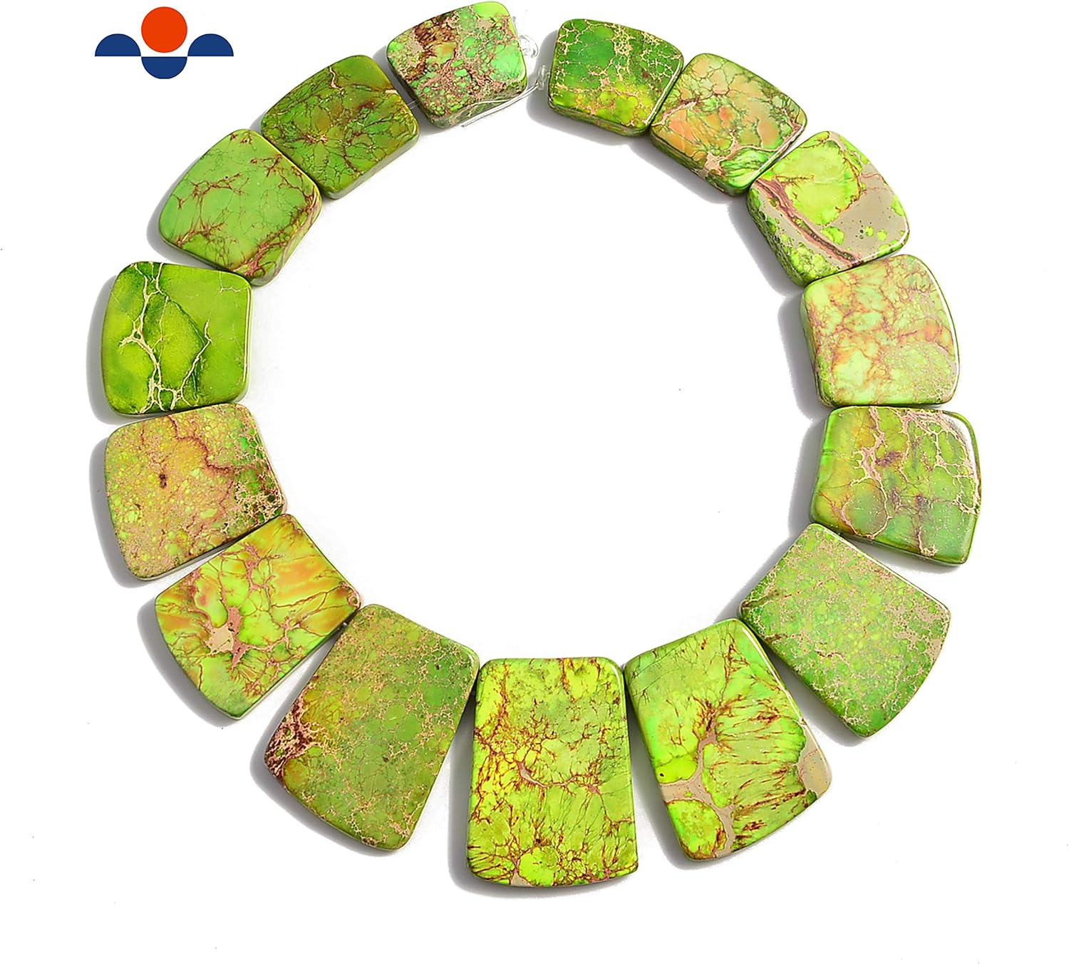 Green Imperial Jasper Graduated Trapezoid Shape Size16x23mm - 28x35mm 15.5" Long