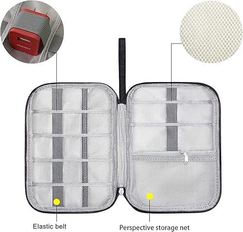 Miniatura 3 de Organizador electrónico, organizador de cables portátil, bolsa de almacenamiento electrónico impermeable de viaje, para cables USB, cargadores,