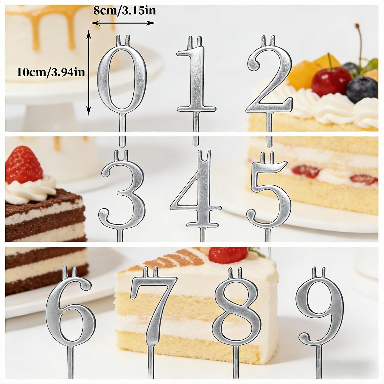 Reusable Stainless Steel Number Candle Holder Set for Birthday Cakes forFather's Day Gift