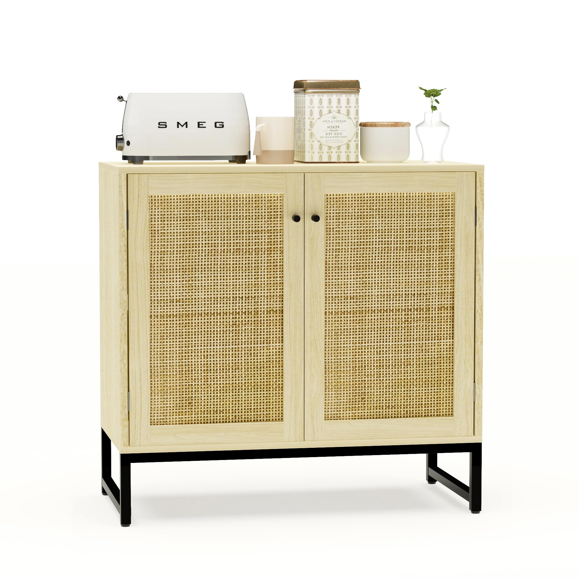 Amazon.com: HQZX 藤製櫥櫃、餐具櫃、附儲物櫃、木質裝飾櫃、控制台櫃