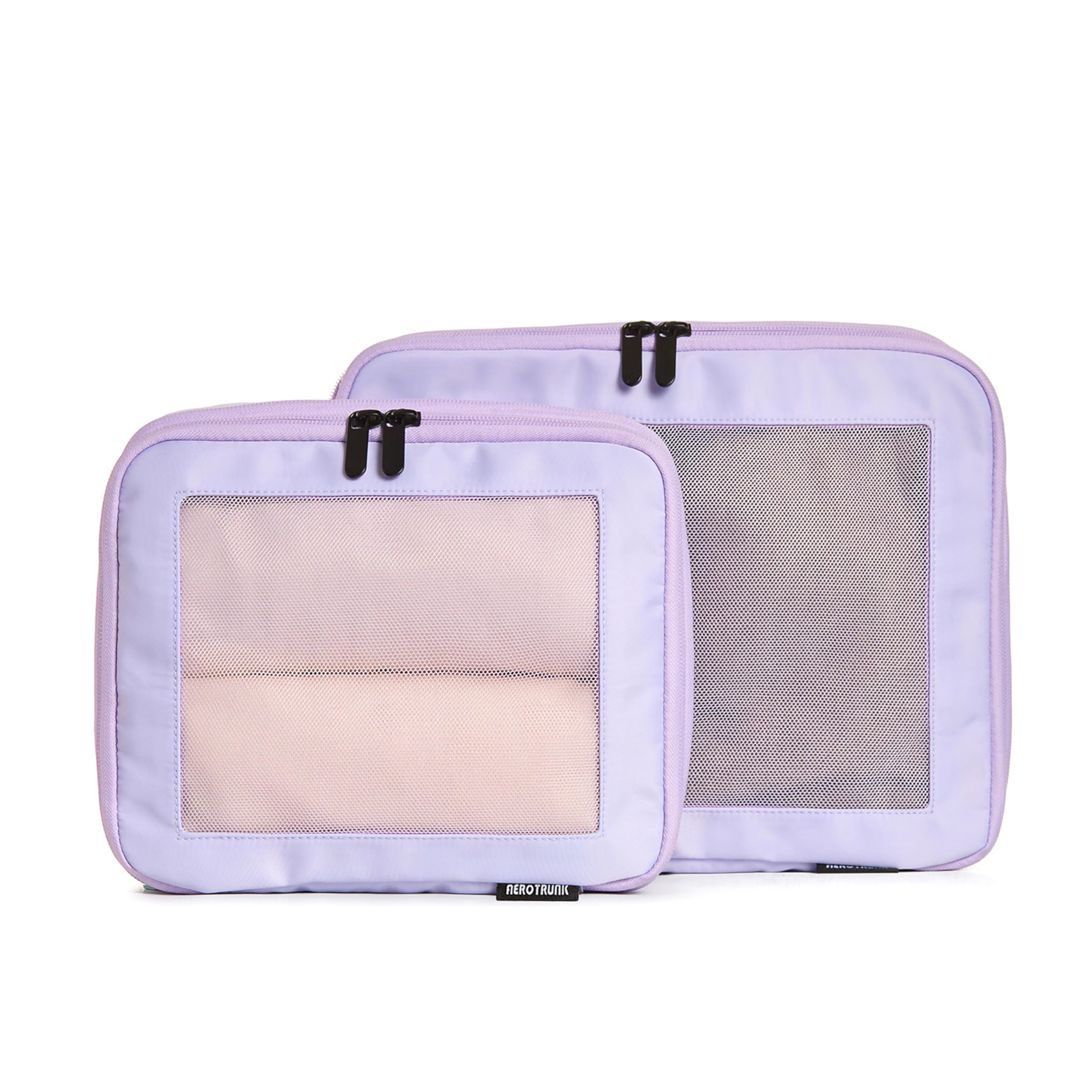 Aerotrunk Compression Packing Cubes for Travel - Luggage Organizer Bags - Double Zipper Packing Cubes for Suitcases (2-Pack, Purple)