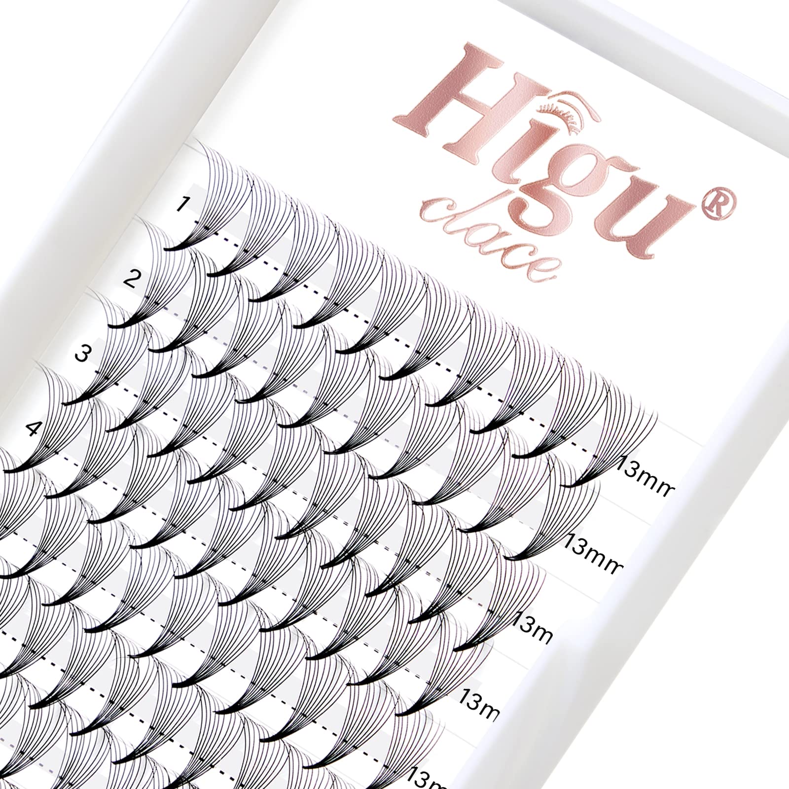 Higu Clace 10D 0.07 D Curl 13 Volume Eyelash Extensions With Pointed Base Middle Stem (10D 0.07 D 13), 10D 0.07 D 13mm