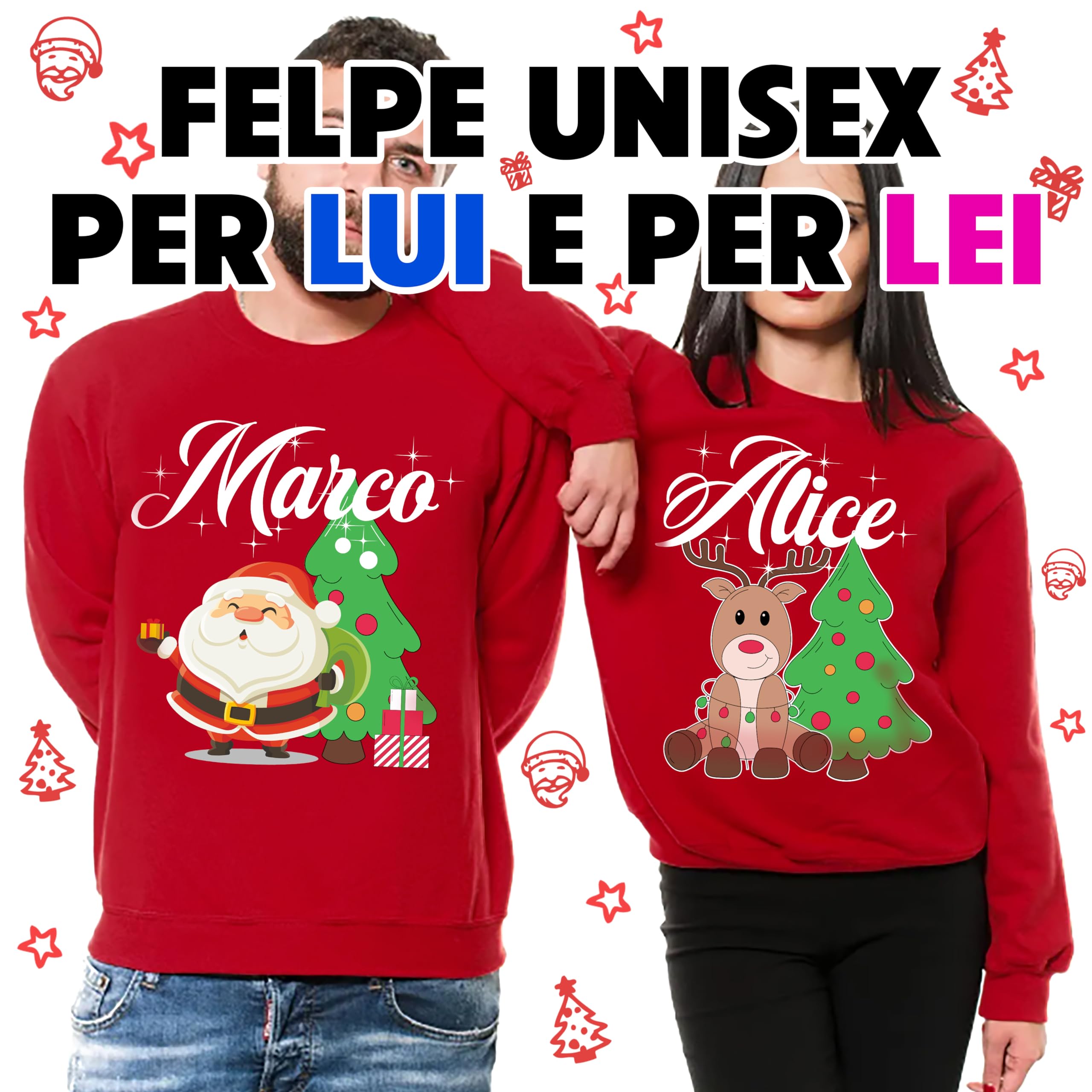 Felpe e Body Neonato Natale Maniche Lunghe Famiglia Nomi Personalizzabili Padre Madre Bimbo Bimba Set 3 Christmas