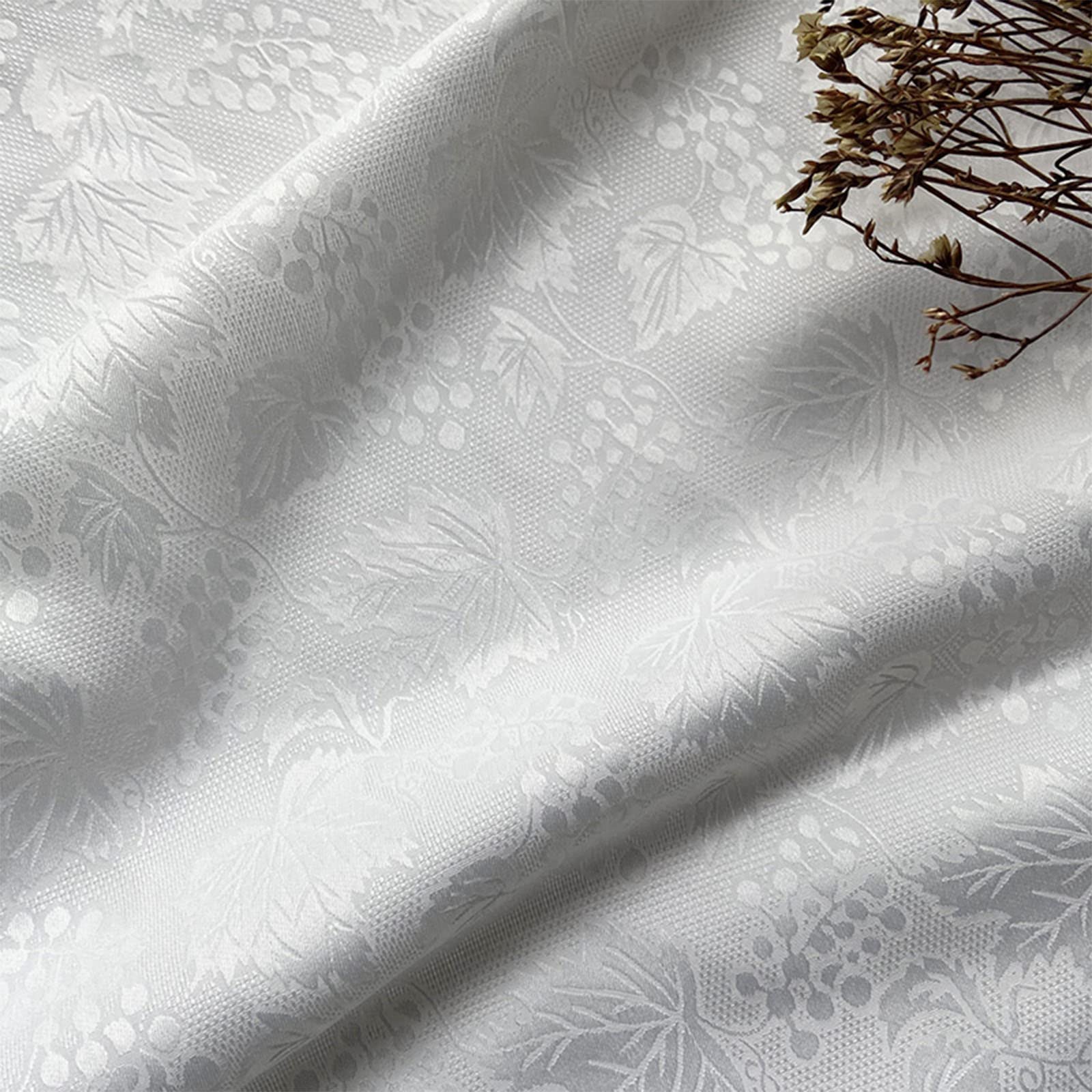 Tissu en satin de soie brocart blanc à fleurs pour couture DIY 145x50cm