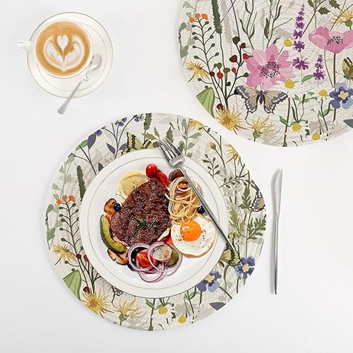Miniatura 4 de 3 piezas de salvamanteles de cocina hermosas flores silvestres mariposa para platos calientes, tejido de hilo de algodón de 15 pulgadas, almohadilla
