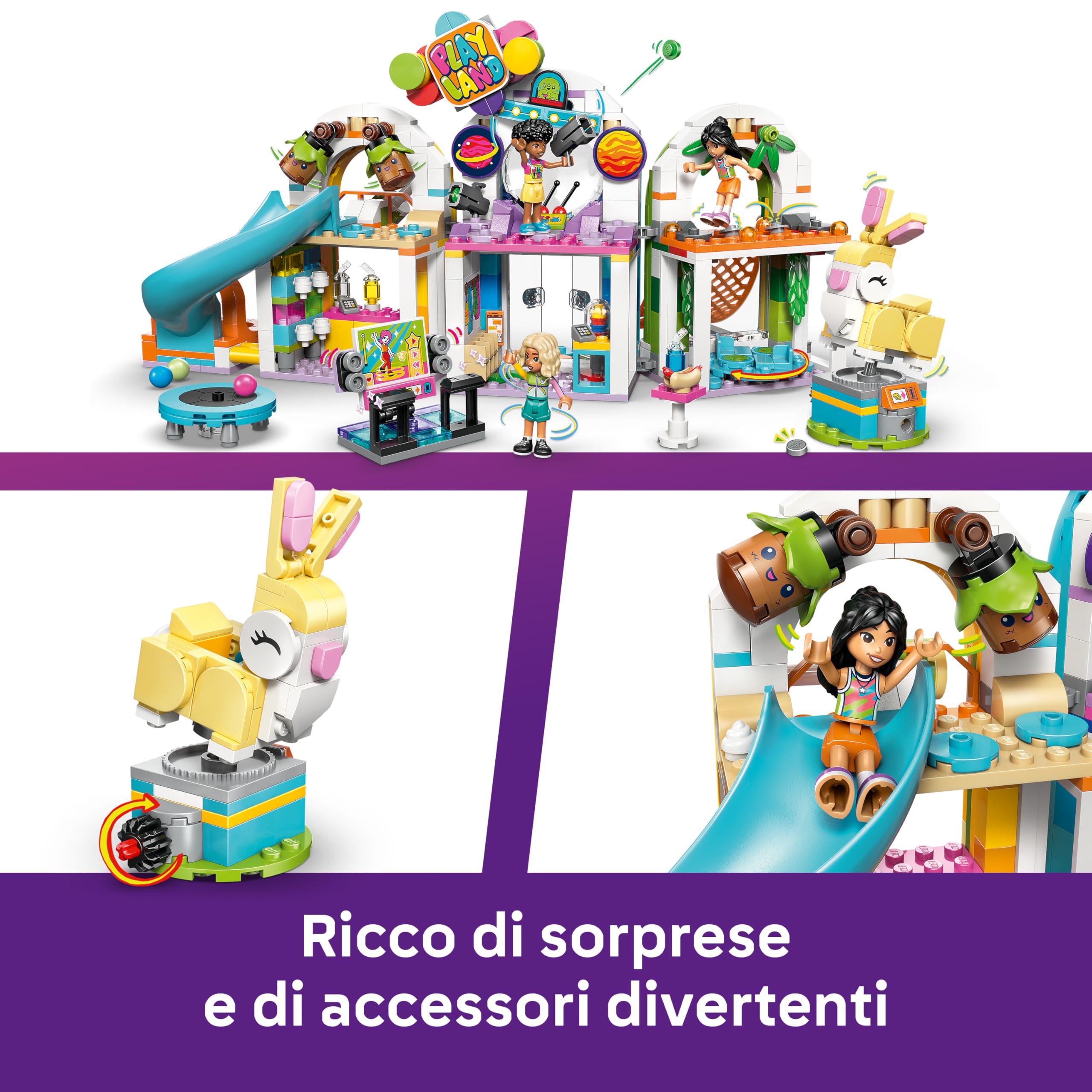LEGO Friends Parco Giochi al Coperto - Gioco Creativo con Scivolo, Piscina di Palline, Giostra, Snack Bar, 3 Mini Bamboline e Accessori - Regalo di Compleanno per Bambine da 7 Anni in su - 42686